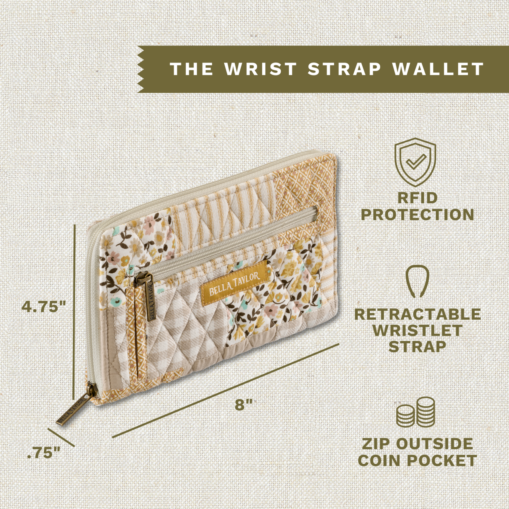 Bella Taylor RFID Wrist Strap Wallet - Prairie Meadow PATCH 2026