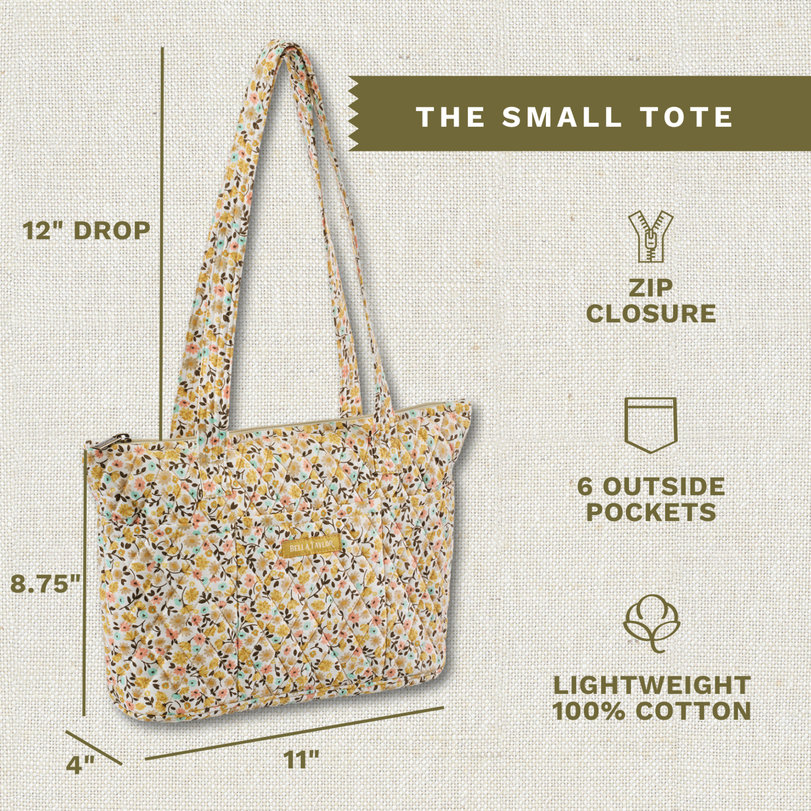 Bella Taylor Small Shoulder Tote - Prairie Meadow