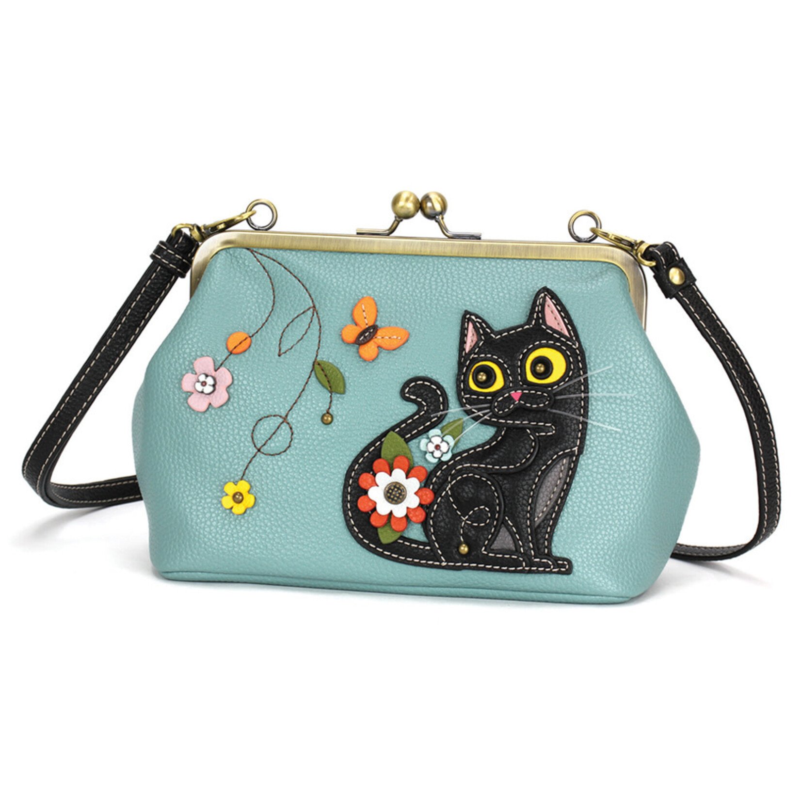 Chala Kisslock Crossbody Purse - Black Cat