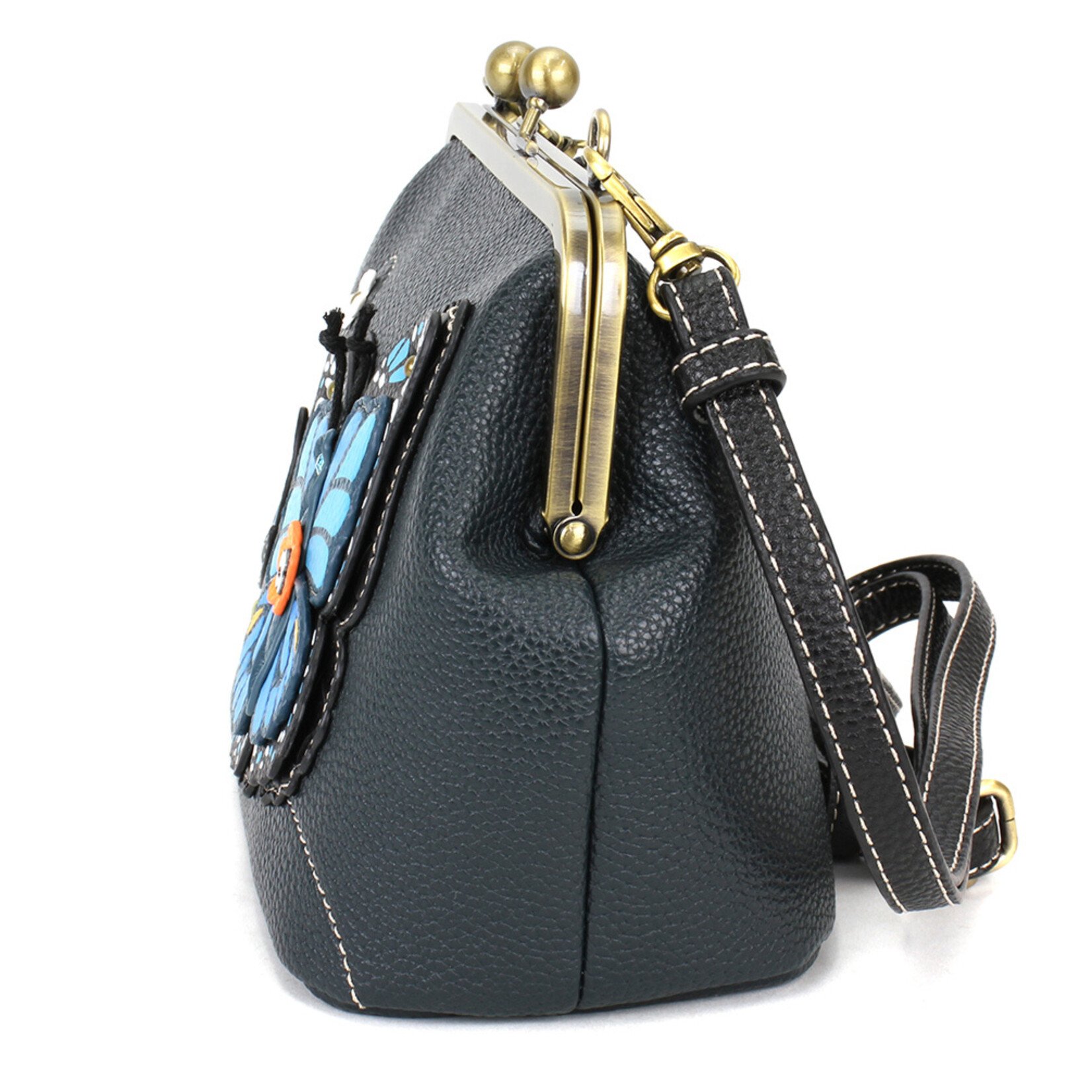 Chala Kisslock Crossbody Purse - Blue Butterfly