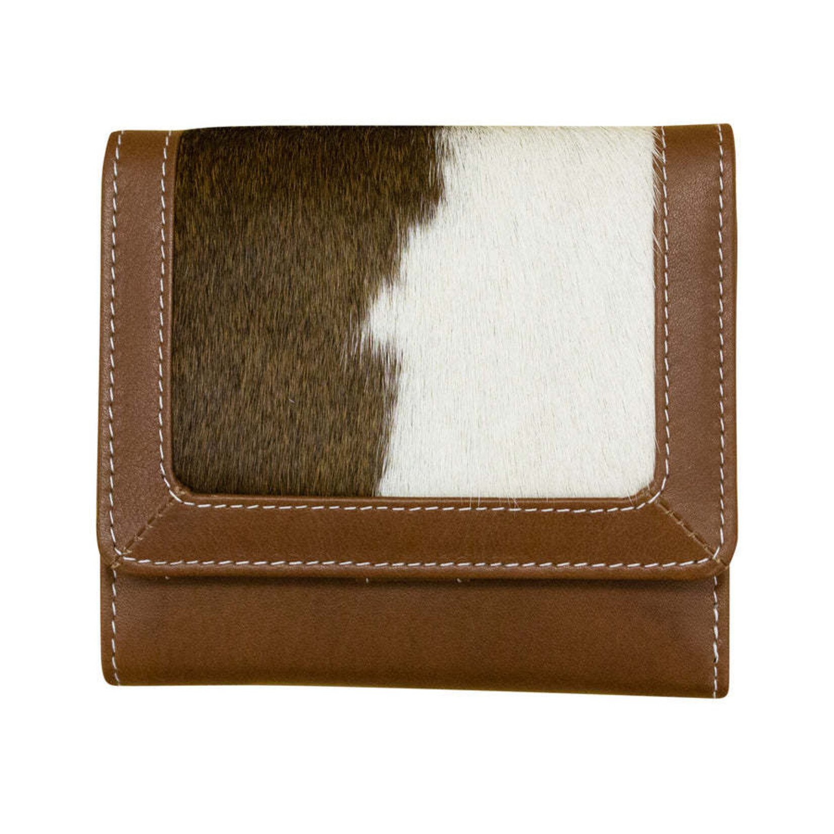 Leather Handbags and Accessories 7327 Haircalf Tri-Fold Wallet - Toffee
