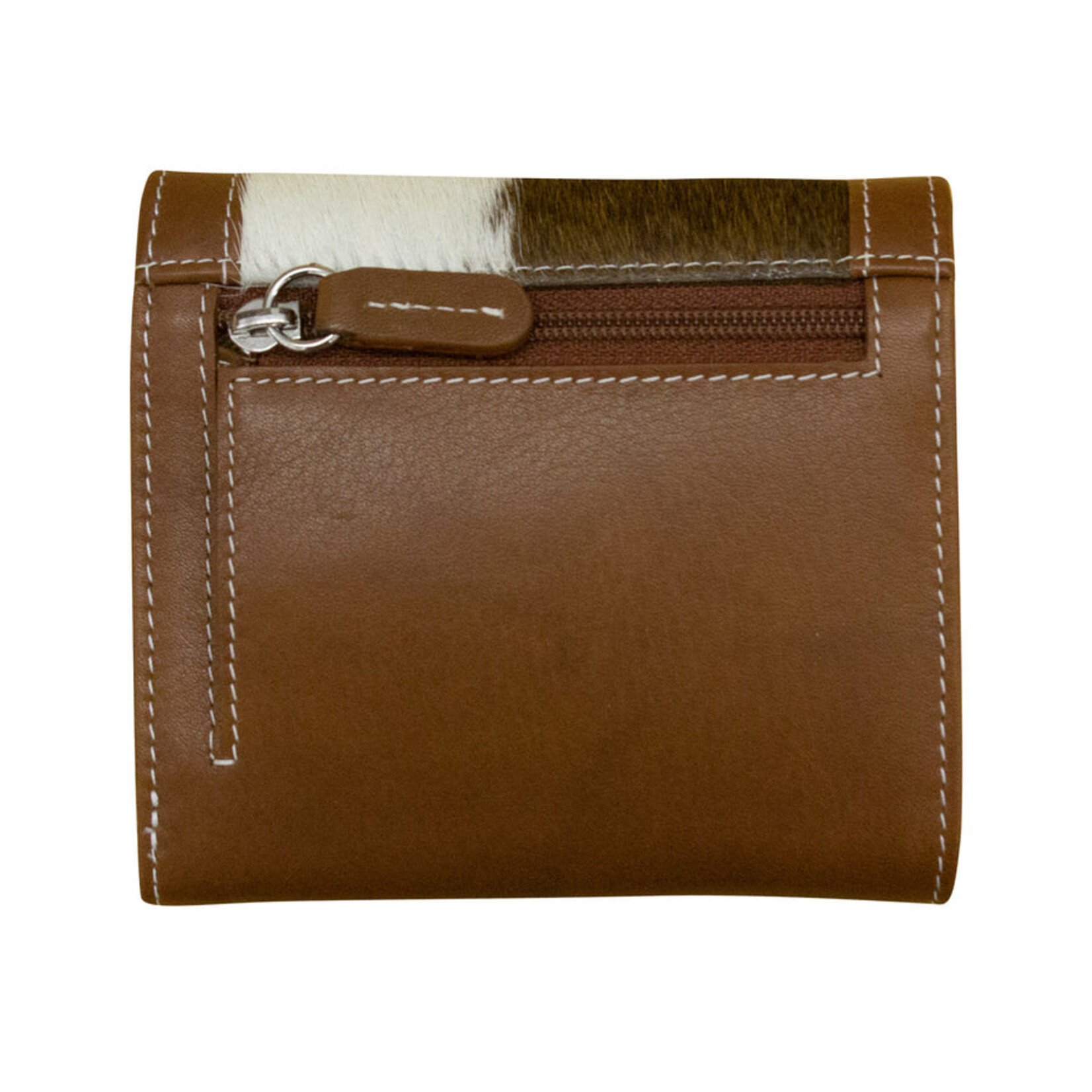 Leather Handbags and Accessories 7327 Haircalf Tri-Fold Wallet - Toffee