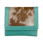 Leather Handbags and Accessories 7327 Haircalf Tri-Fold Wallet - Turquoise