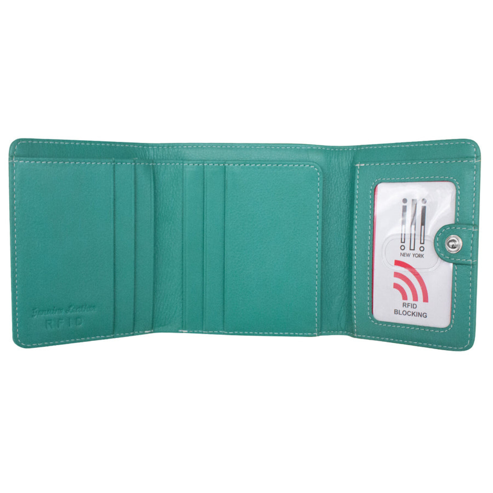 Leather Handbags and Accessories 7327 Haircalf Tri-Fold Wallet - Turquoise