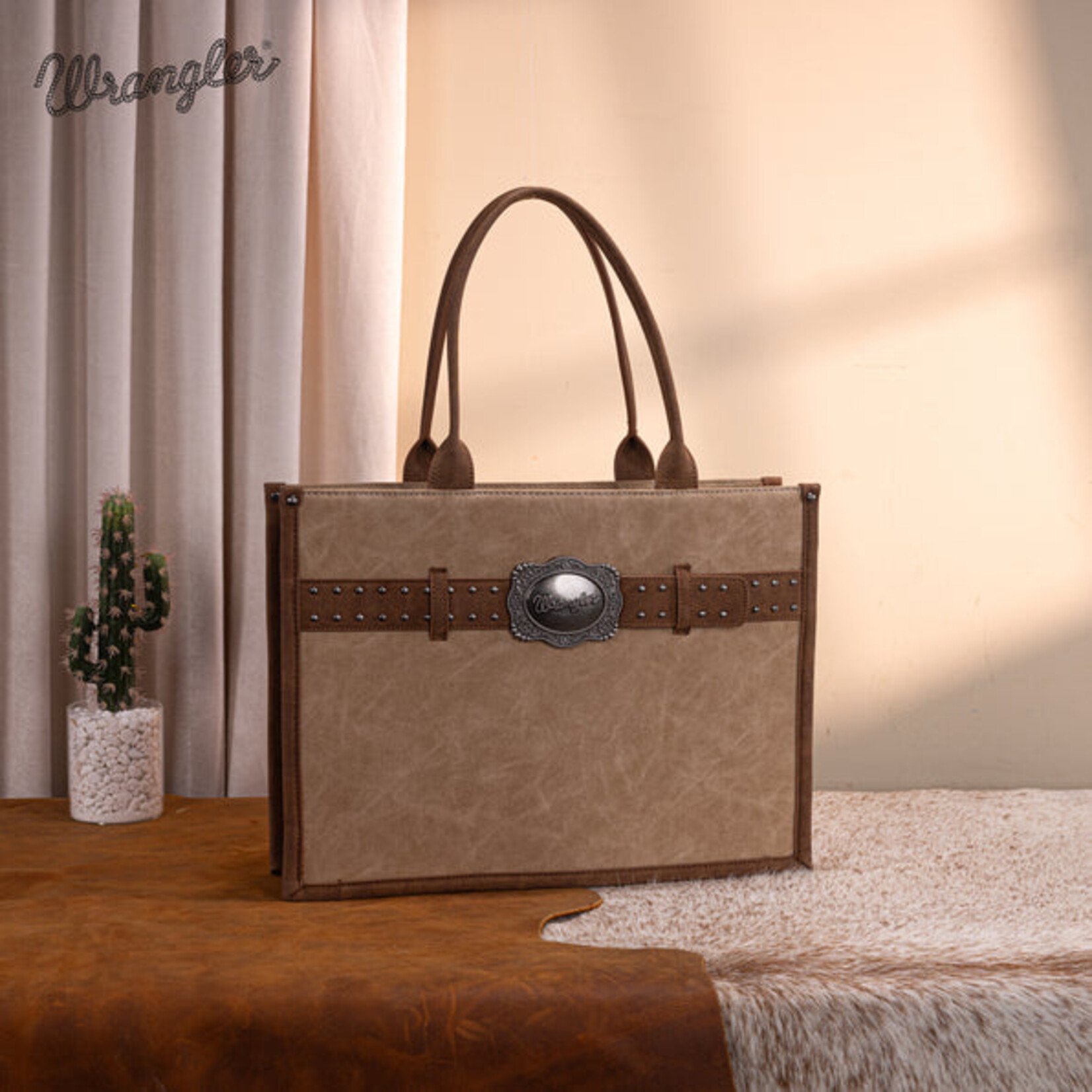 Wrangler WG250G-8119TN - Tan - Wrangler Buckle CC Large Tote