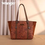 Wrangler WG277-2002BR - Brown - Wrangler Vintage Floral Printed Large Tote Bag