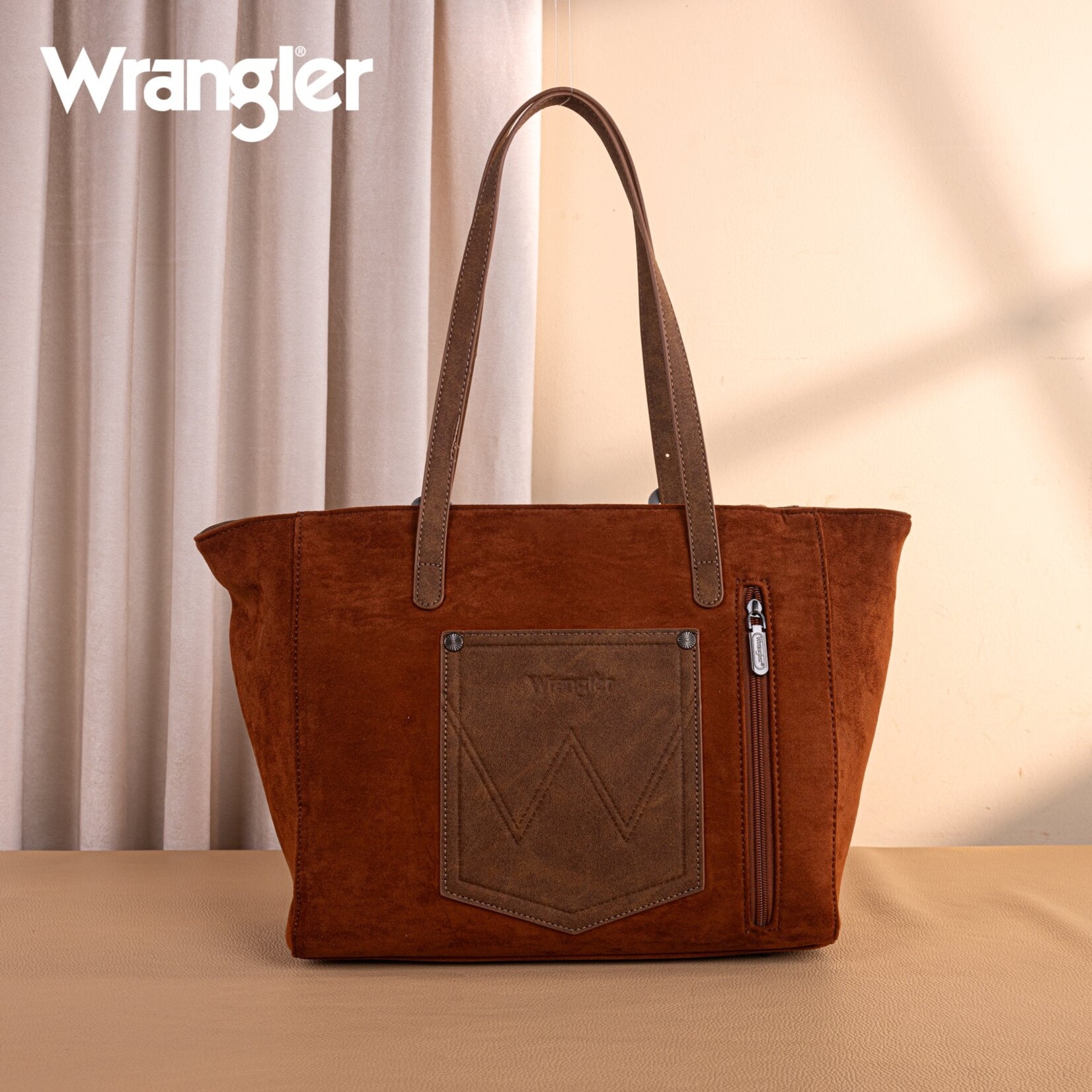 Wrangler WG277-2002BR - Brown - Wrangler Vintage Floral Printed Large Tote Bag