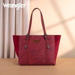 Wrangler WG277-2002BDY - Burgundy - Wrangler Vintage Floral Printed Large Tote Bag