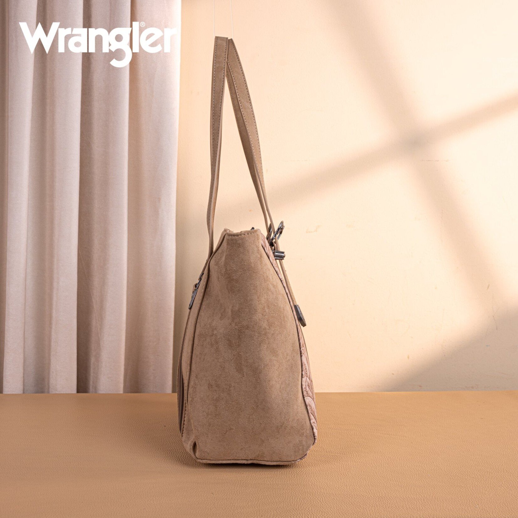 Wrangler WG277-2002KH - Khaki - Wrangler Vintage Floral Printed Large Tote Bag