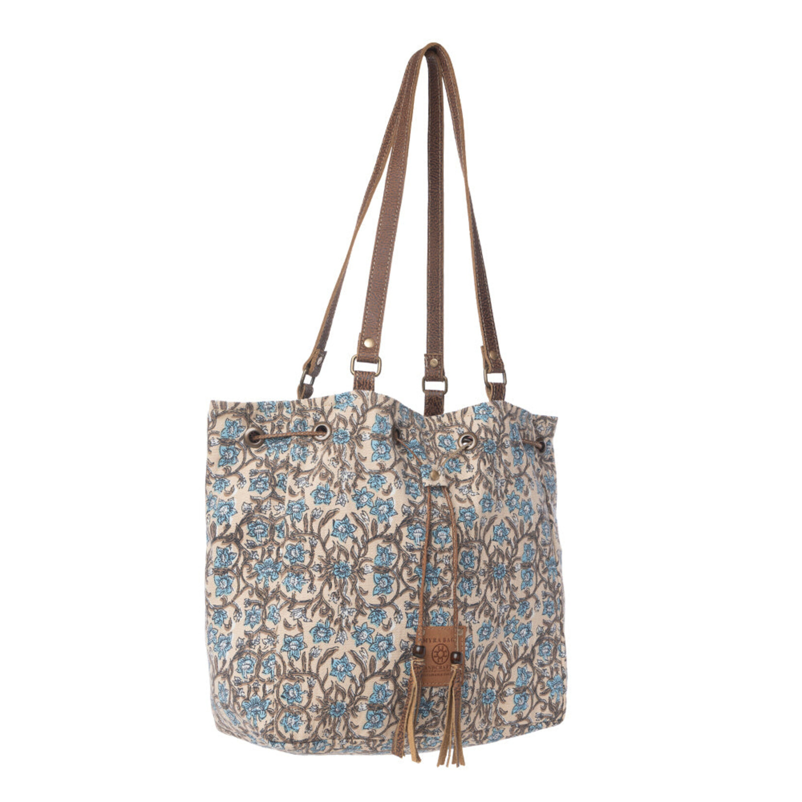 Myra Bags S-13909 Southern Bloom Cotton & Leather Bucket Bag 2026
