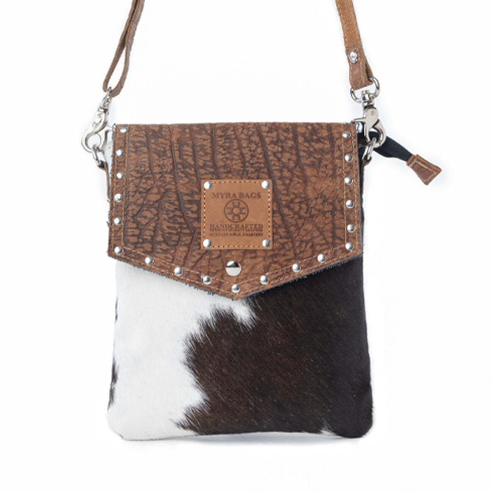 Myra Bags S-14313 Rustler Bend Canvas & Hairon Bag - Brindle Chestnut 2026