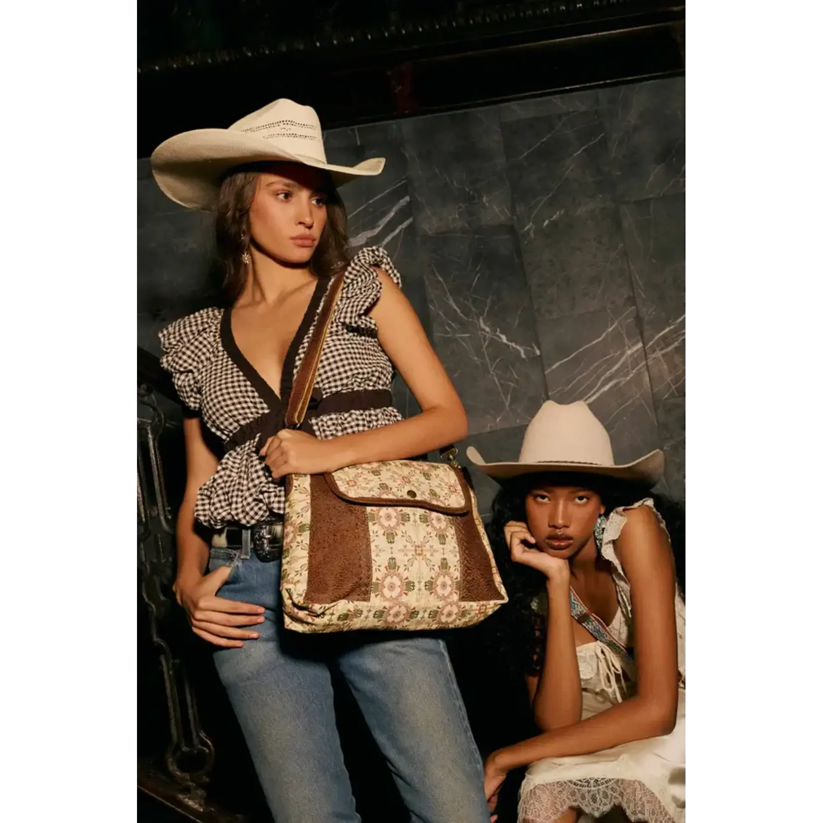 Myra Bags S-14621 Oakline Cotton & Leather Shoulder Bag 2026