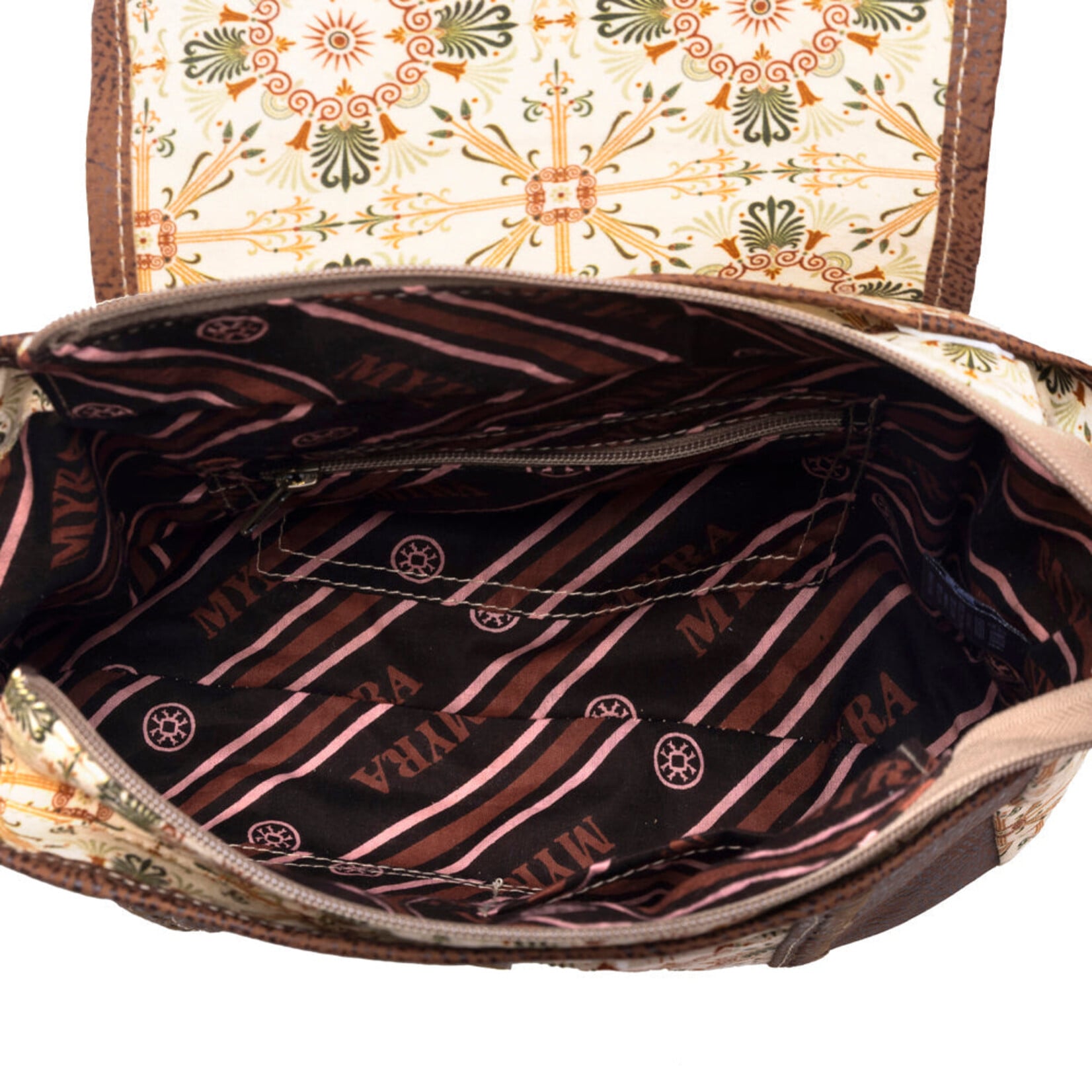 Myra Bags S-14621 Oakline Cotton & Leather Shoulder Bag 2026