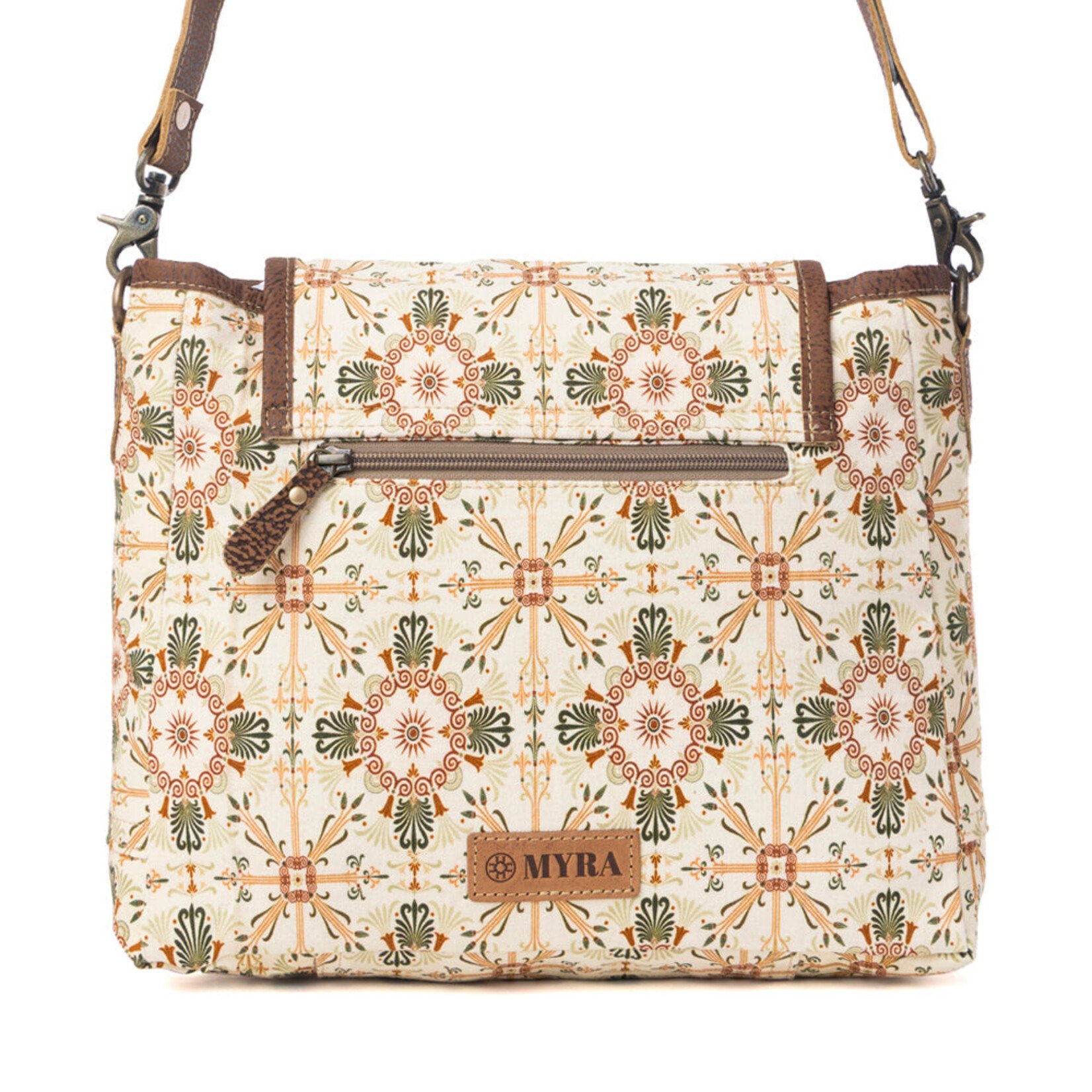 Myra Bags S-14621 Oakline Cotton & Leather Shoulder Bag 2026