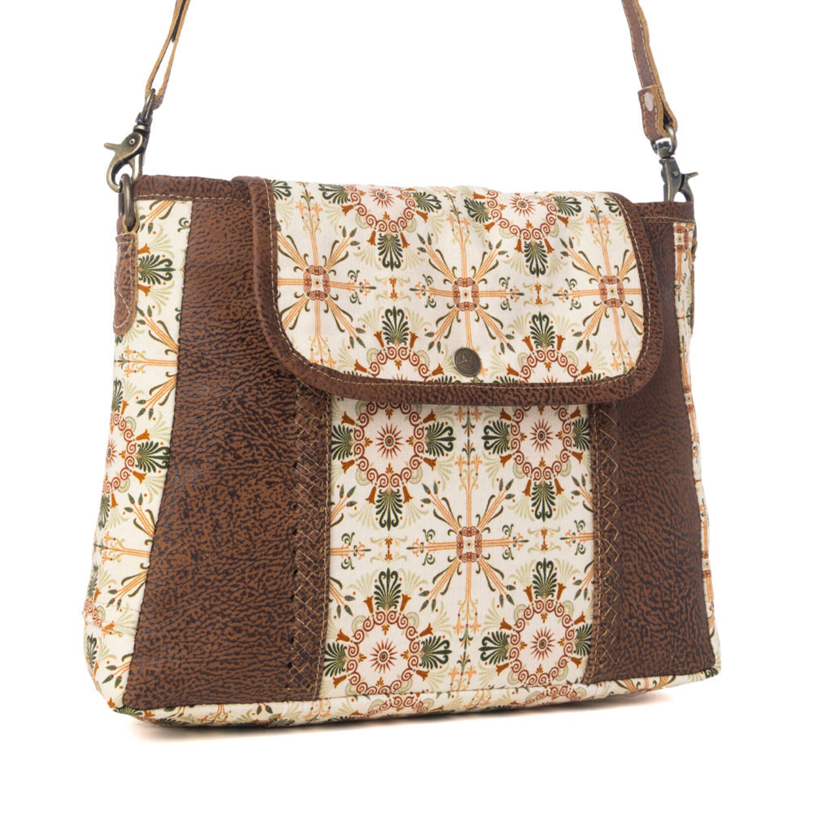 Myra Bags S-14621 Oakline Cotton & Leather Shoulder Bag 2026