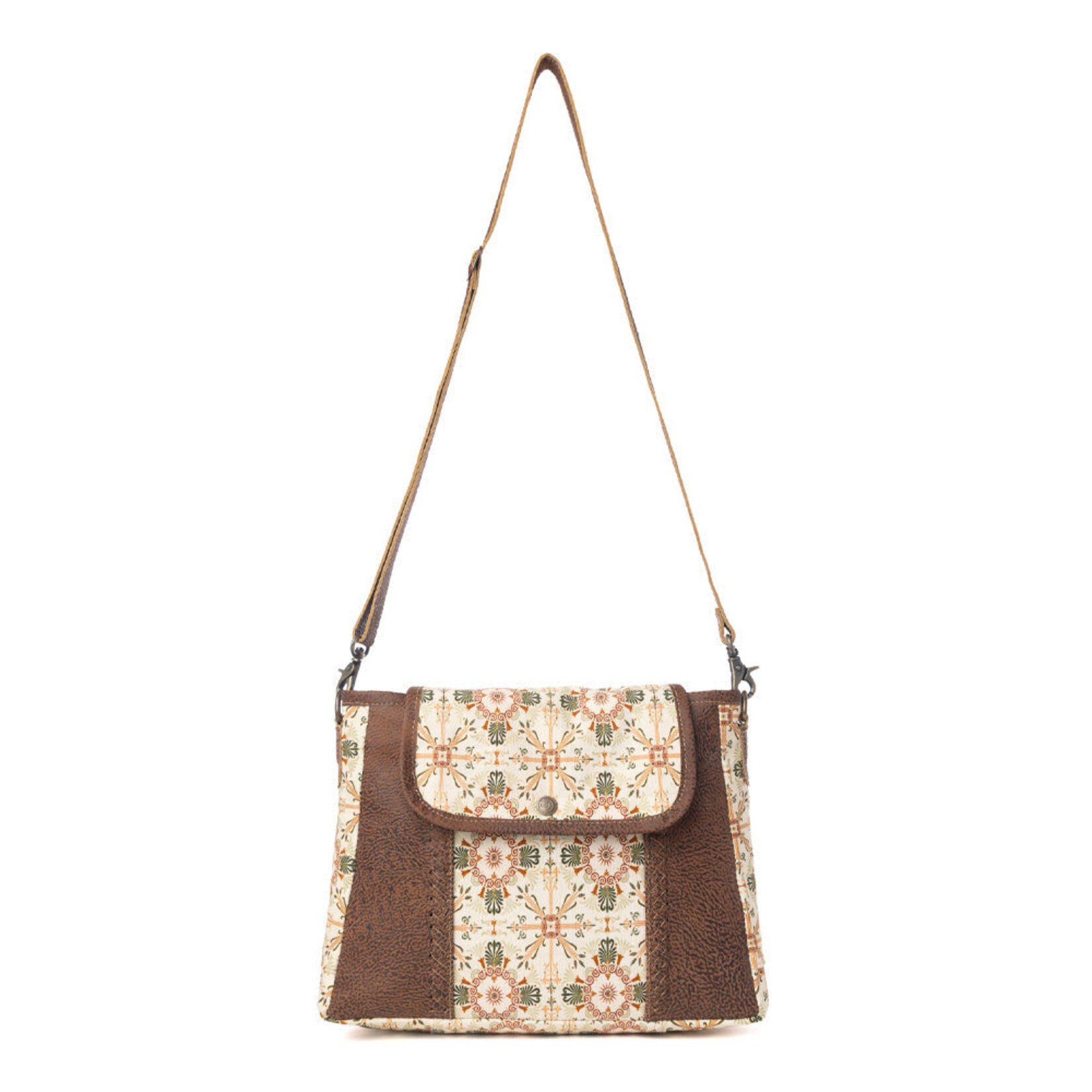 Myra Bags S-14621 Oakline Cotton & Leather Shoulder Bag 2026