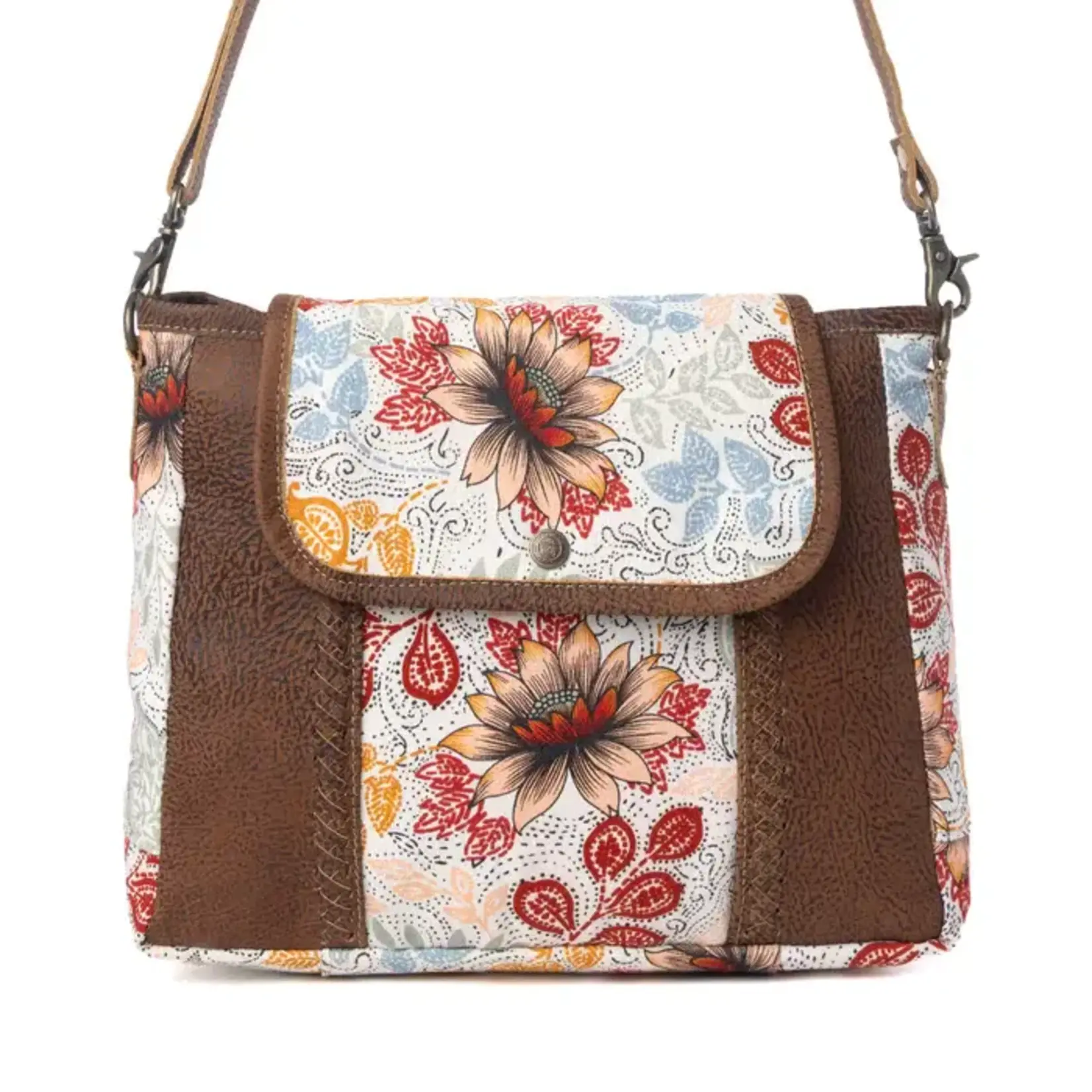 Myra Bags S-14622 Oakline Cotton & Leather Shoulder Bag 2026