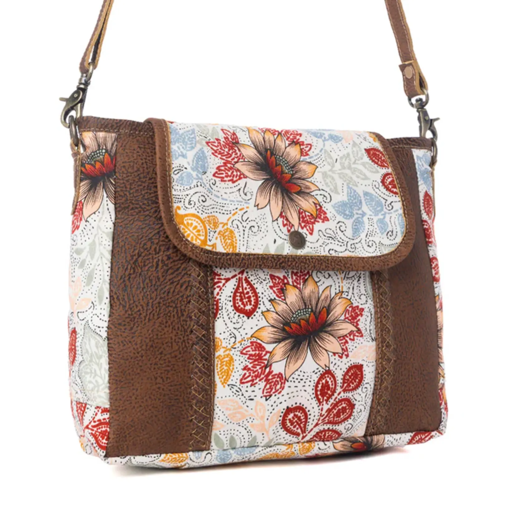 Myra Bags S-14622 Oakline Cotton & Leather Shoulder Bag 2026