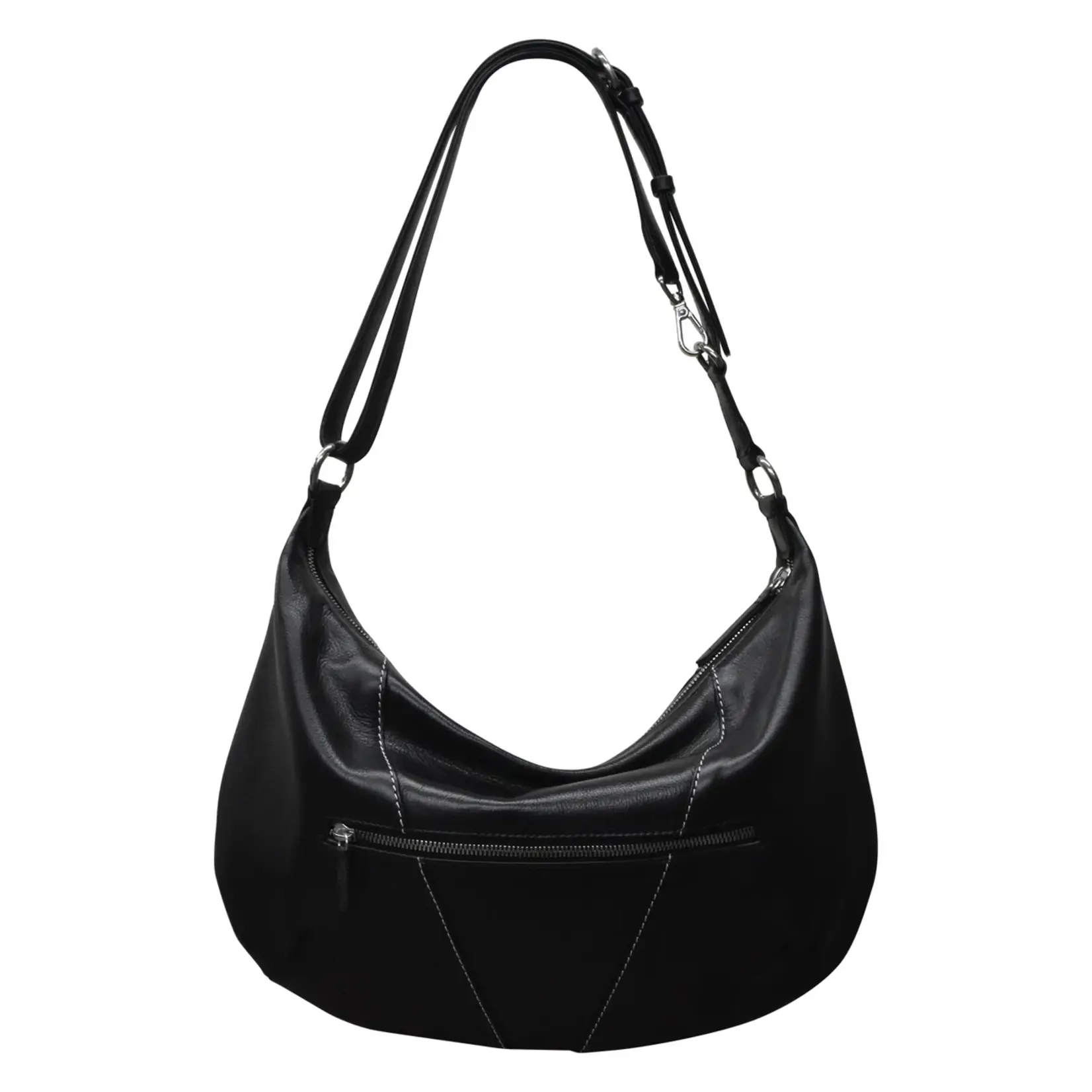 Leather Handbags and Accessories 6721HC Black/Haircalf - Western Fringe Medium Crescent Bag