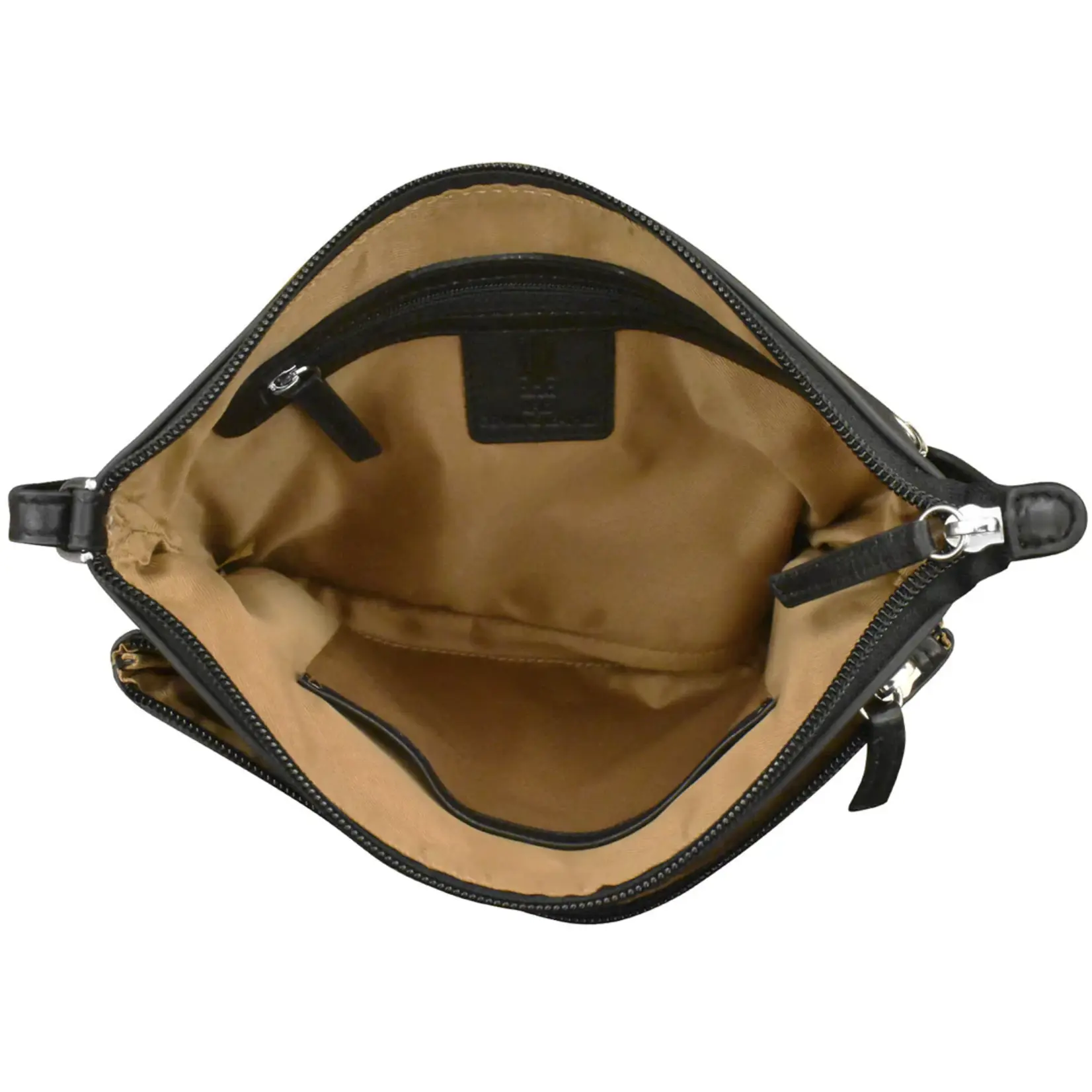 Leather Handbags and Accessories 6028HC Black/Haircalf Leather - Double Zip Crossbody