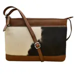 Leather Handbags and Accessories 6028HC Toffee/Haircalf Leather - Double Zip Crossbody