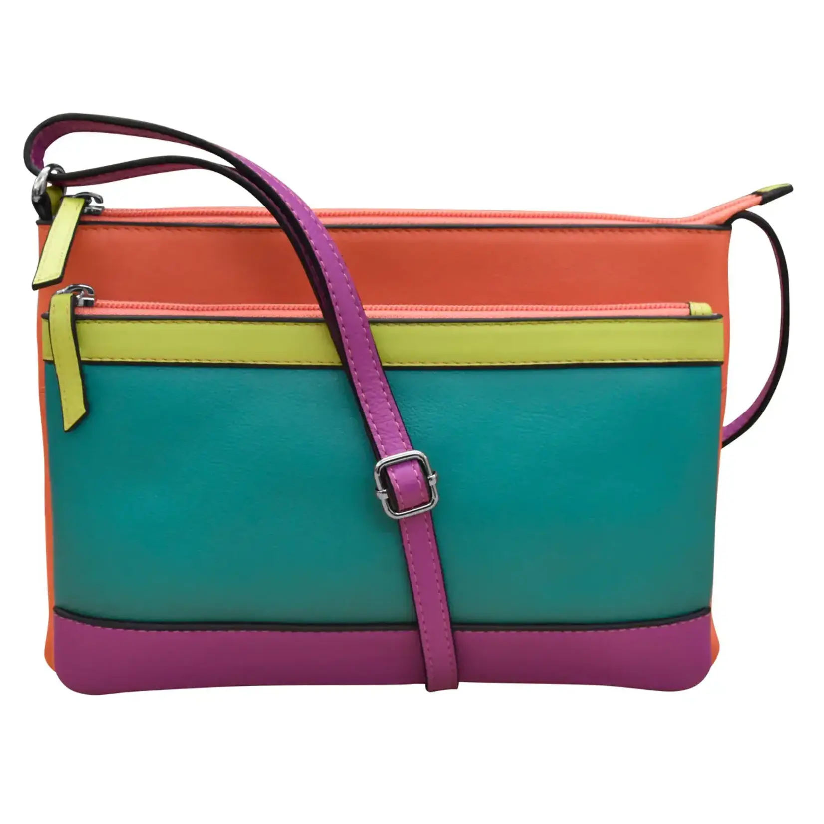 Leather Handbags and Accessories 6028 Paradise Multi - Double Zip Crossbody