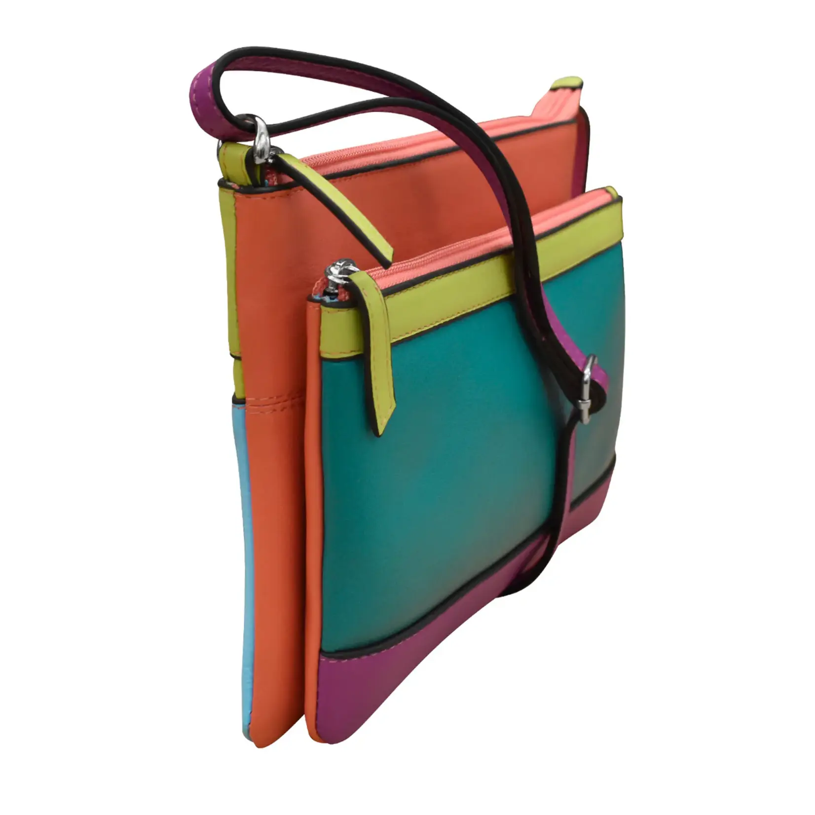 Leather Handbags and Accessories 6028 Paradise Multi - Double Zip Crossbody