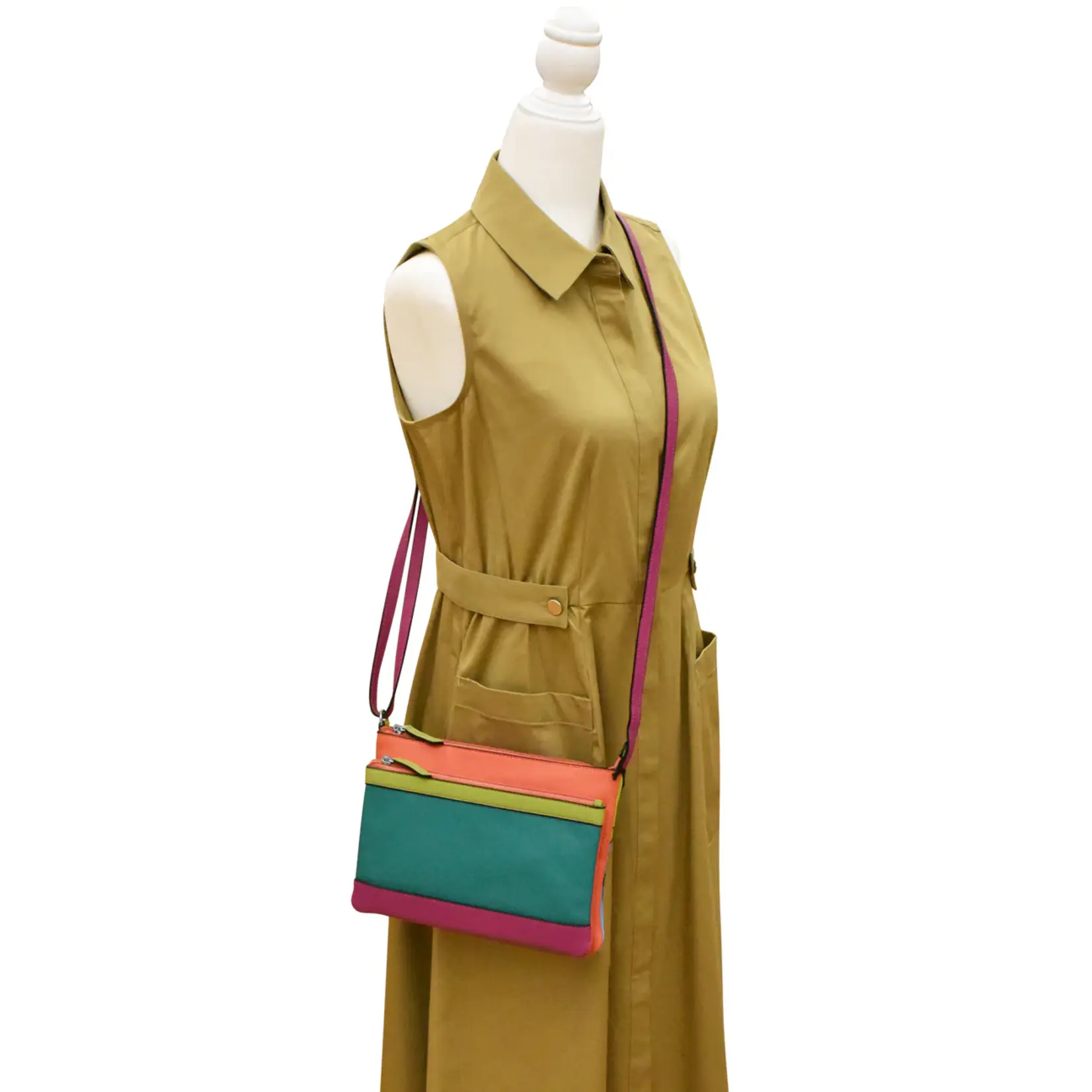 Leather Handbags and Accessories 6028 Paradise Multi - Double Zip Crossbody