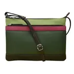 Leather Handbags and Accessories 6028 Forest Multi - Double Zip Crossbody