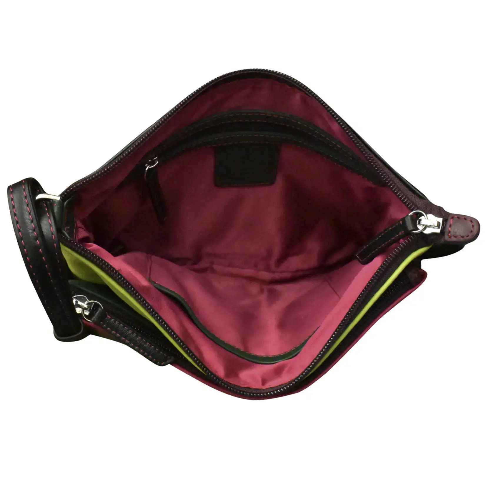 Leather Handbags and Accessories 6028 Forest Multi - Double Zip Crossbody