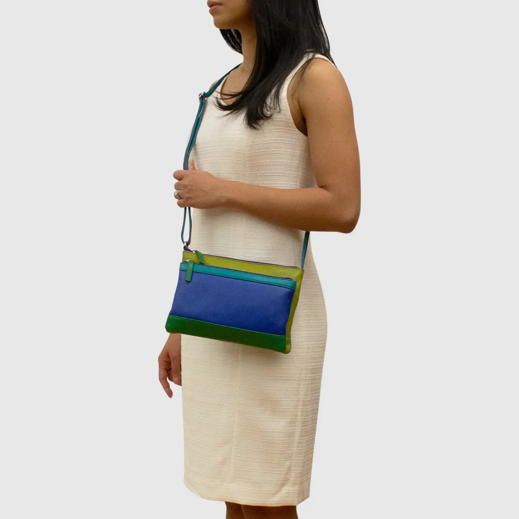Leather Handbags and Accessories 6028 Cool Tropics - Double Zip Crossbody
