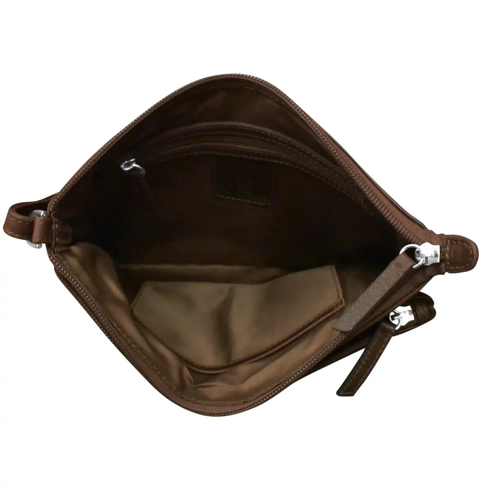 Leather Handbags and Accessories 6028 Rustic Brown (Distressed) - Double Zip Crossbody