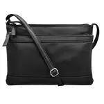 Leather Handbags and Accessories 6028 Black - Double Zip Crossbody