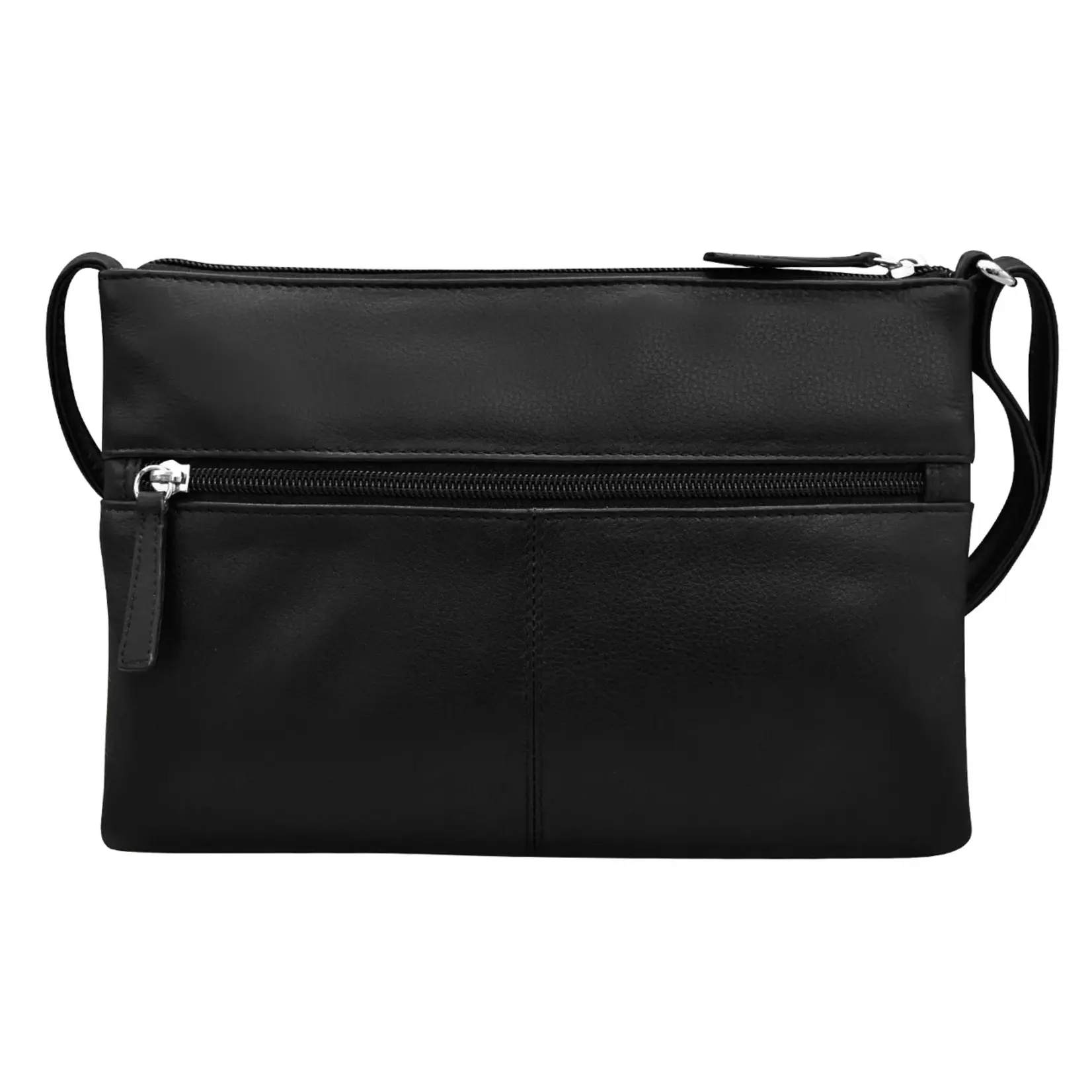 Leather Handbags and Accessories 6028 Black - Double Zip Crossbody