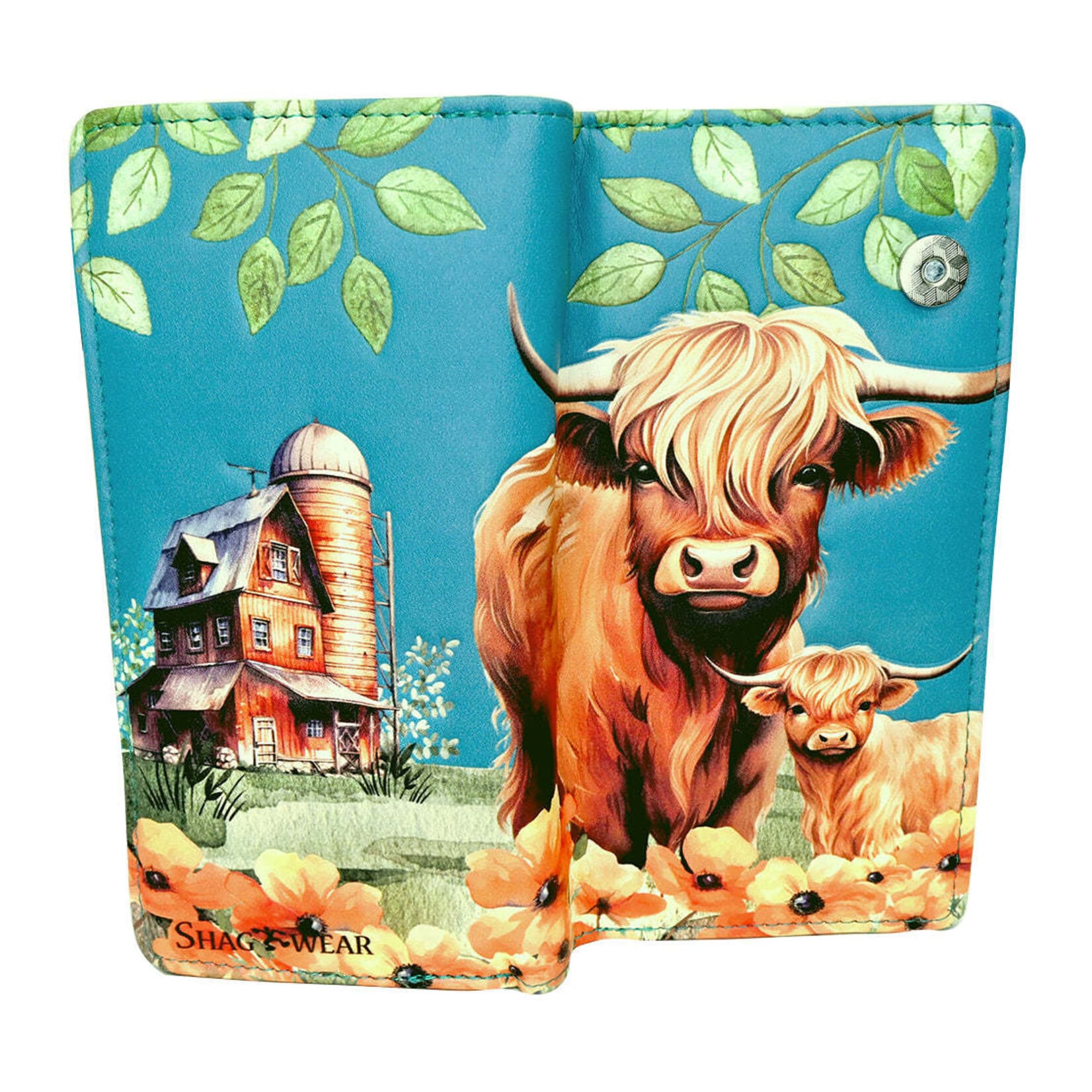 Shagwear W009280 Sky Blue Highland Cow - Large Wallet