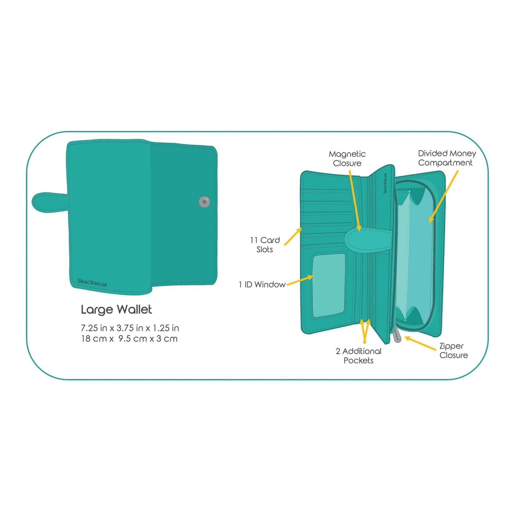 Shagwear W009280 Sky Blue Highland Cow - Large Wallet