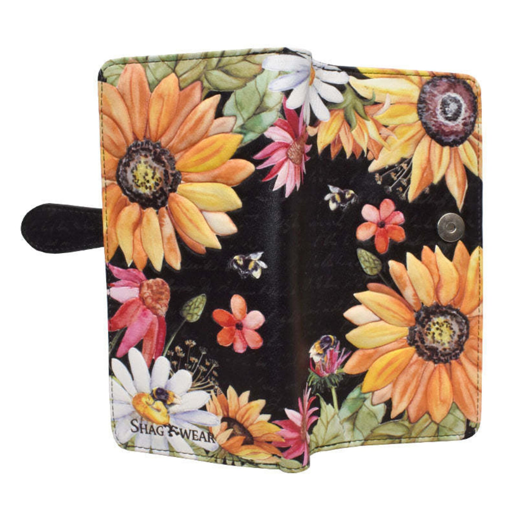 Shagwear W009503 Black Sunflower - Large Wallet