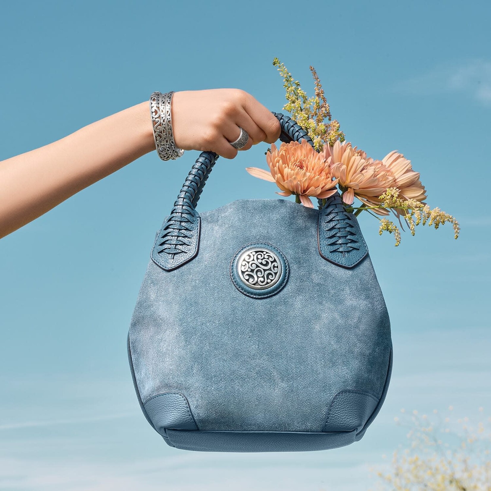 Brighton H44186 Reina Suede Medium Tote - Denim