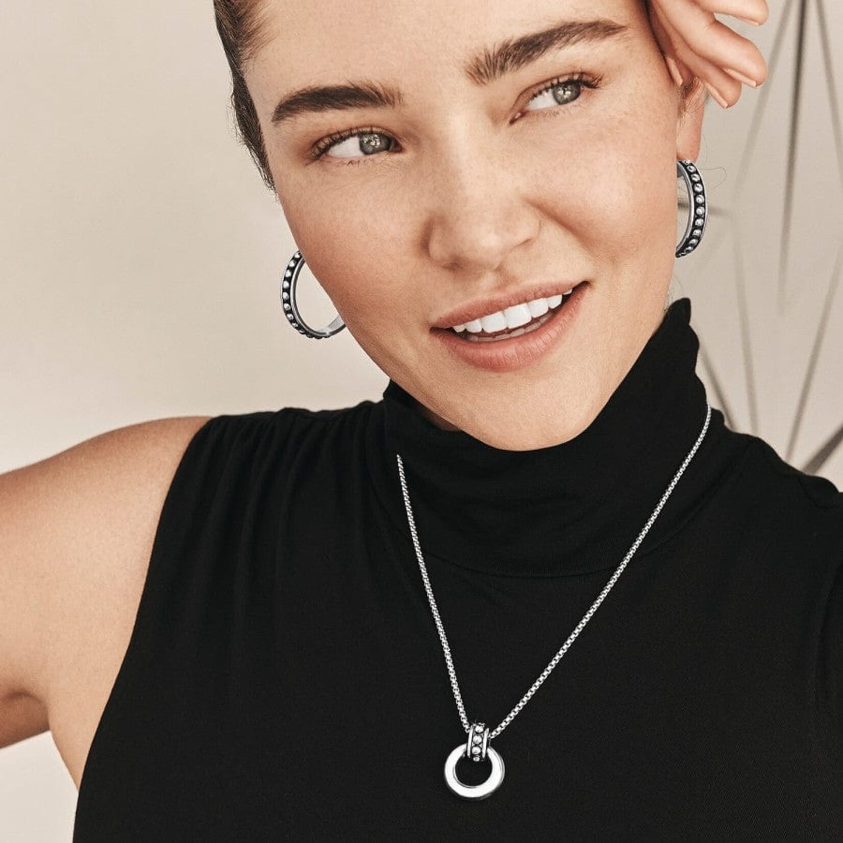 Brighton JA9895 Pretty Tough Stud Large Hoop Earrings