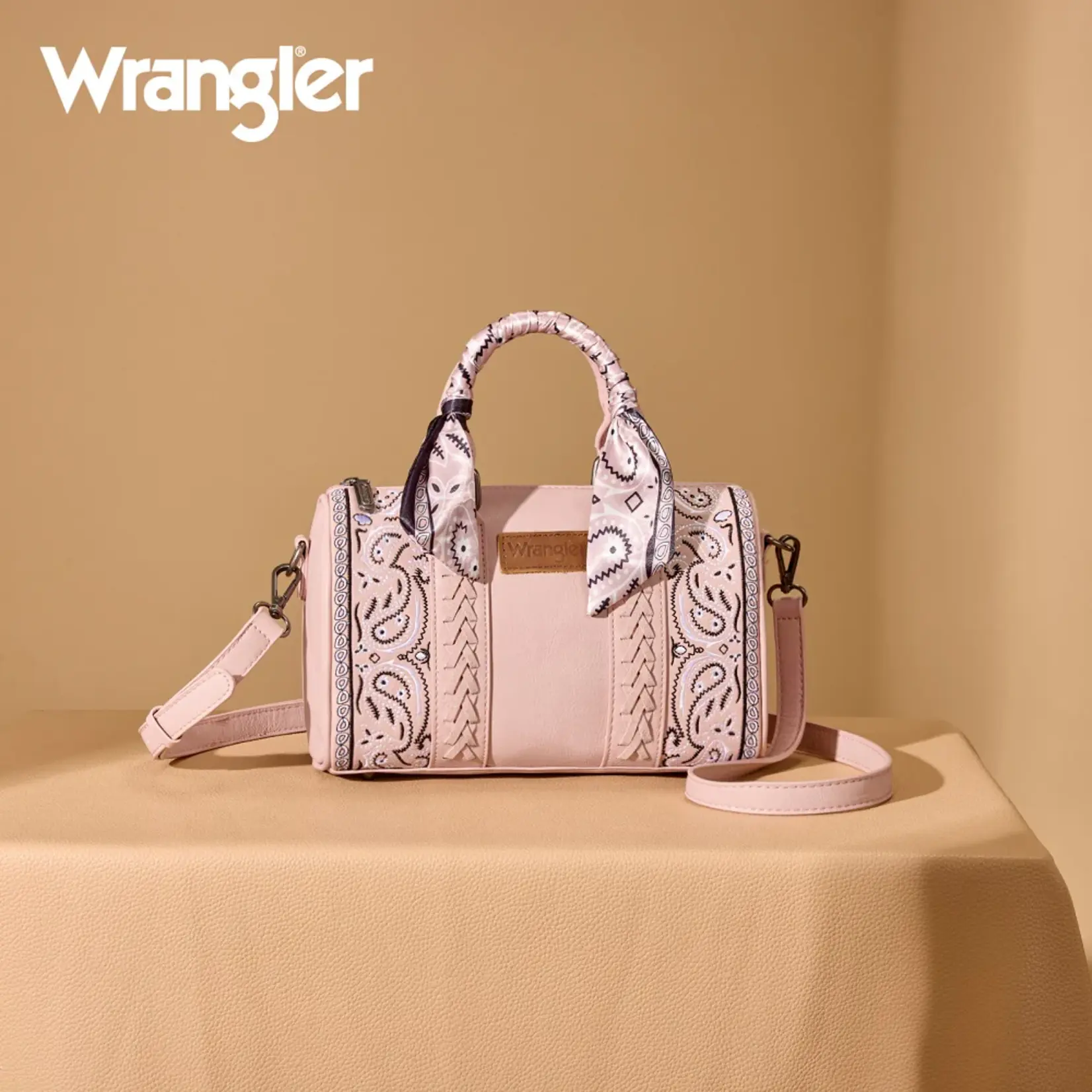 Wrangler WG331-9012PK - Pink - Wrangler Braided Paisley Bandana Boston Bag