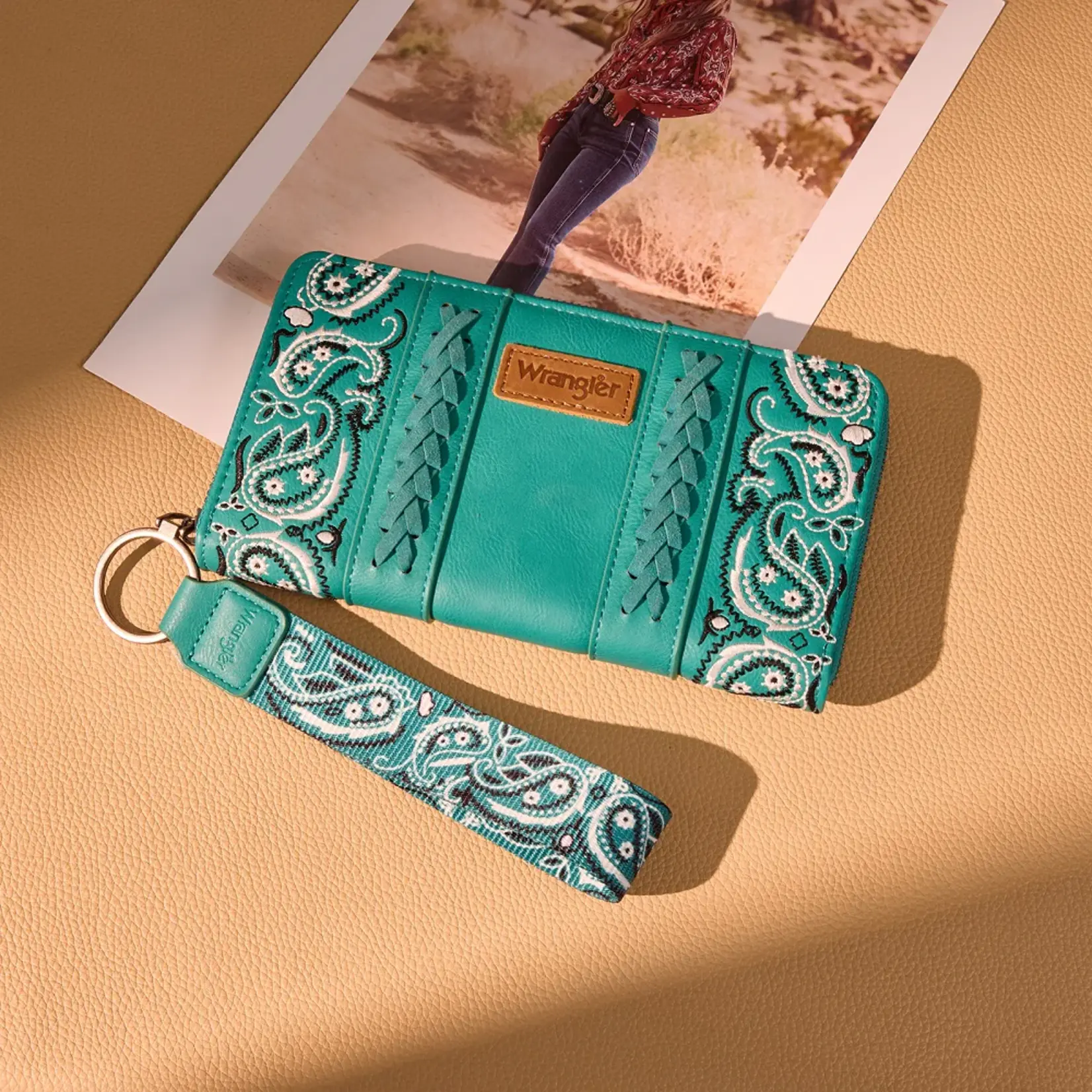 Wrangler WG331-W115TQ - Turquoise - Wrangler Braided Paisley Bandana Wallet