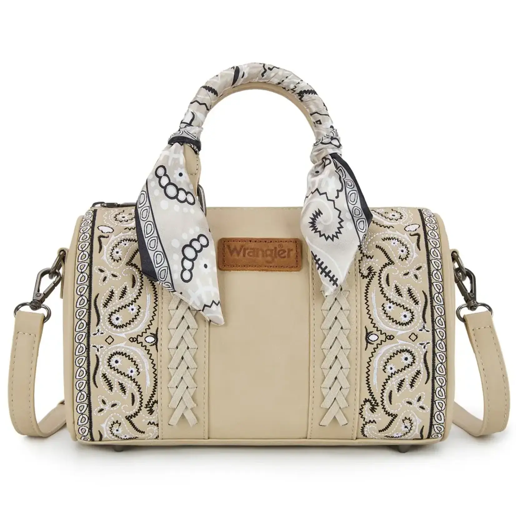 Wrangler WG331-9012TN - Tan - Wrangler Braided Paisley Bandana Boston Bag