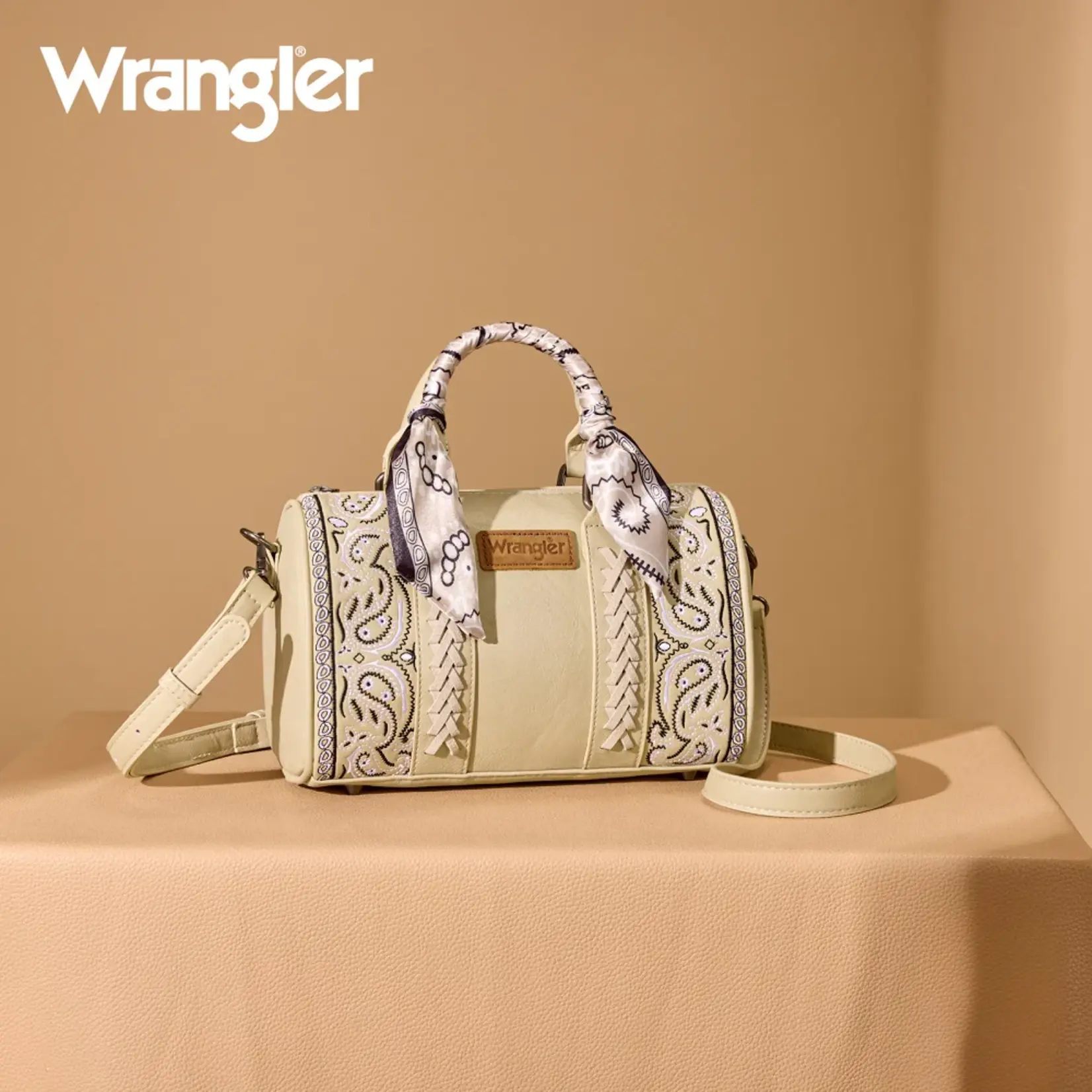 Wrangler WG331-9012TN - Tan - Wrangler Braided Paisley Bandana Boston Bag