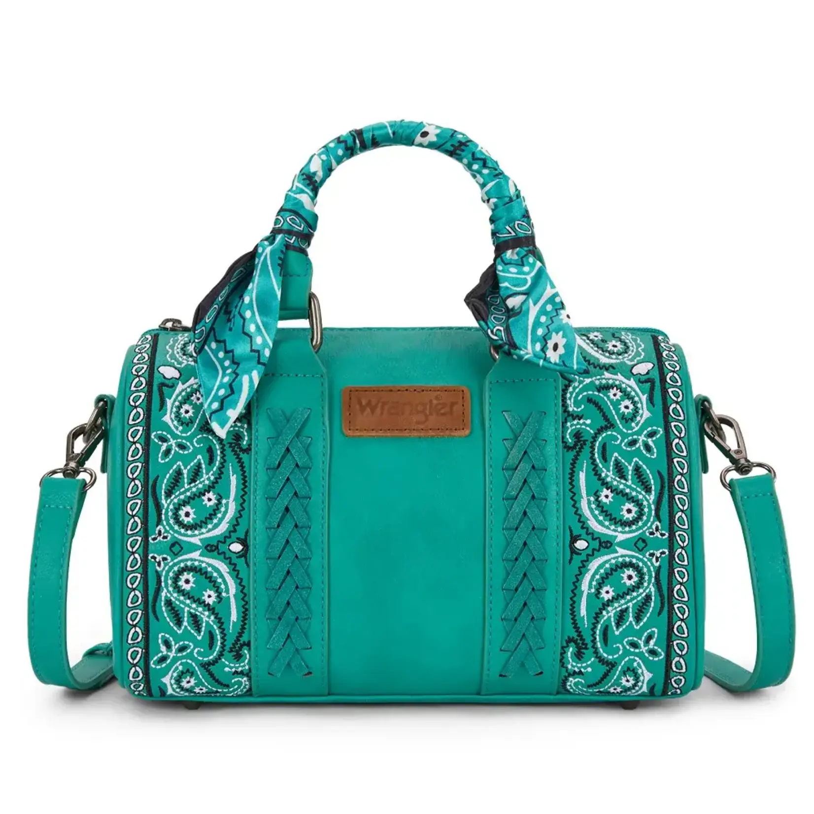 Wrangler WG331-9012TQ - Turquoise - Wrangler Braided Paisley Bandana Boston Bag