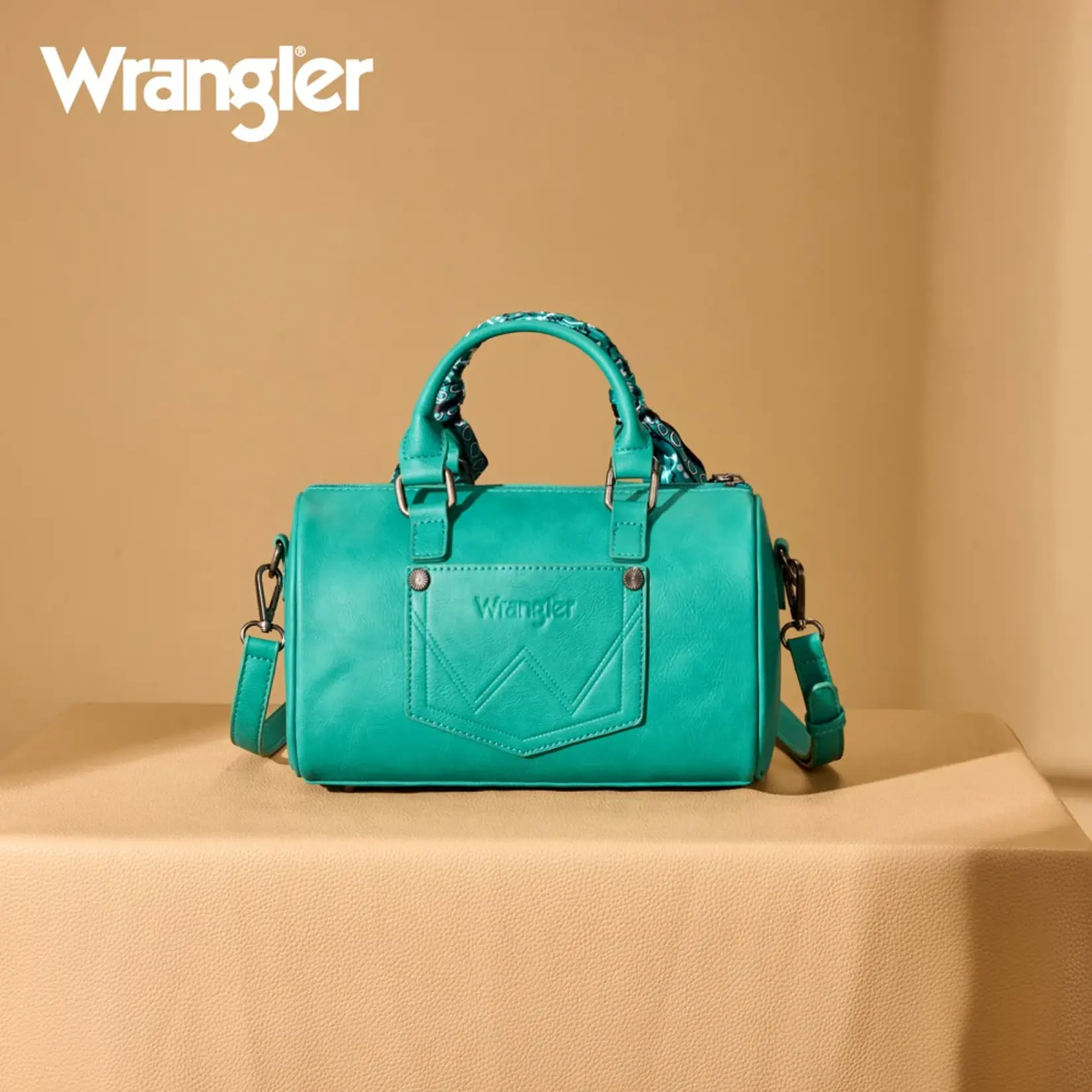 Wrangler WG331-9012TQ - Turquoise - Wrangler Braided Paisley Bandana Boston Bag