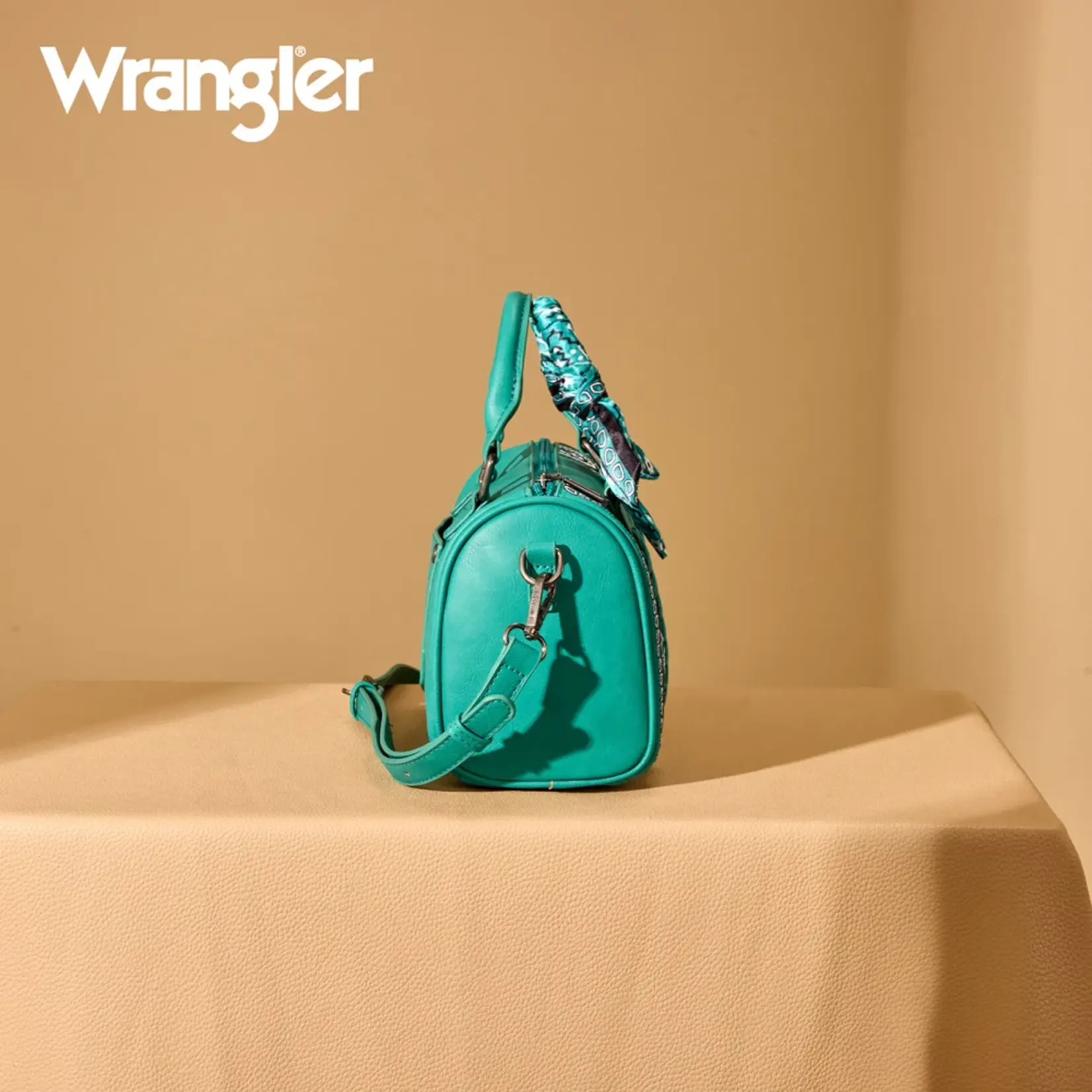 Wrangler WG331-9012TQ - Turquoise - Wrangler Braided Paisley Bandana Boston Bag