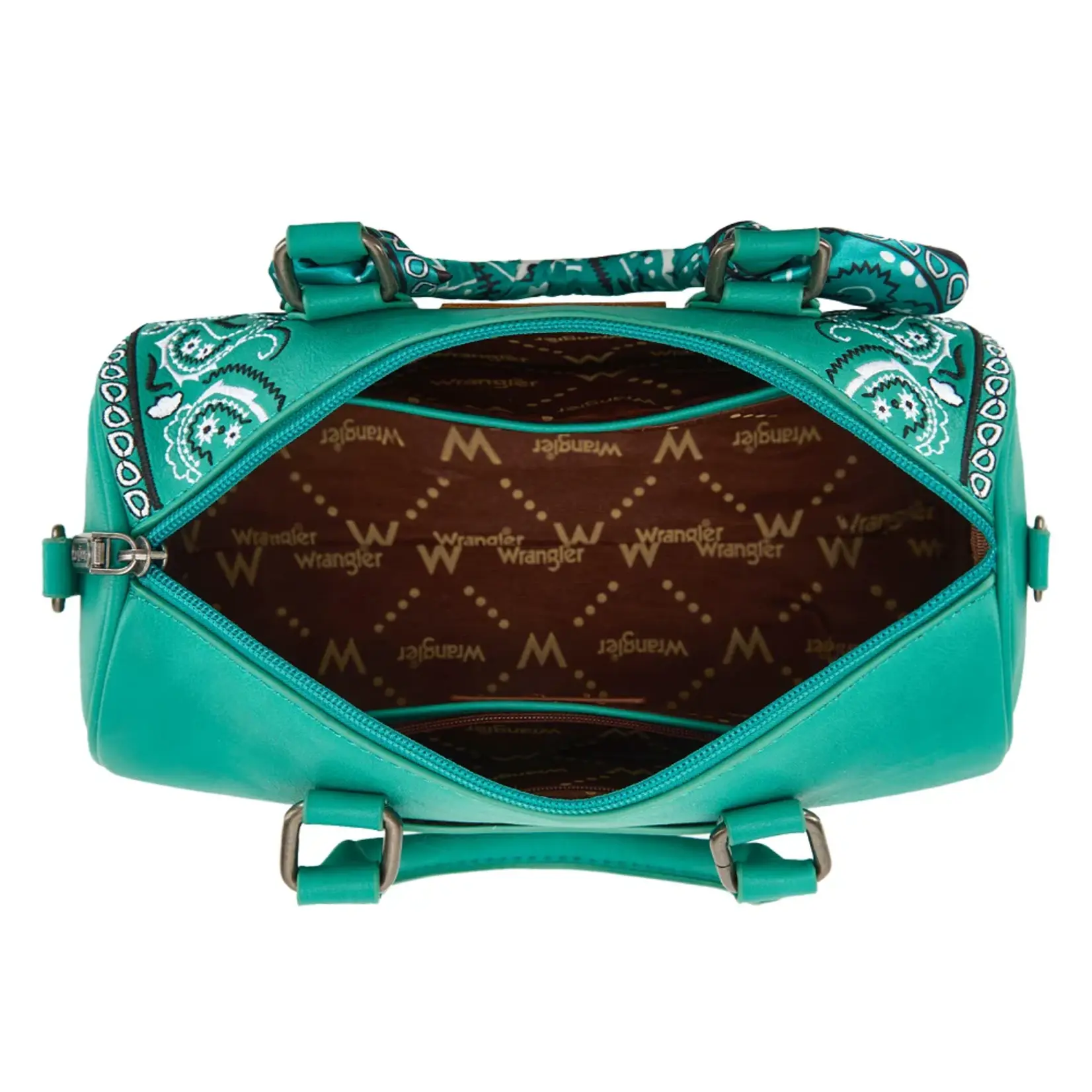 Wrangler WG331-9012TQ - Turquoise - Wrangler Braided Paisley Bandana Boston Bag