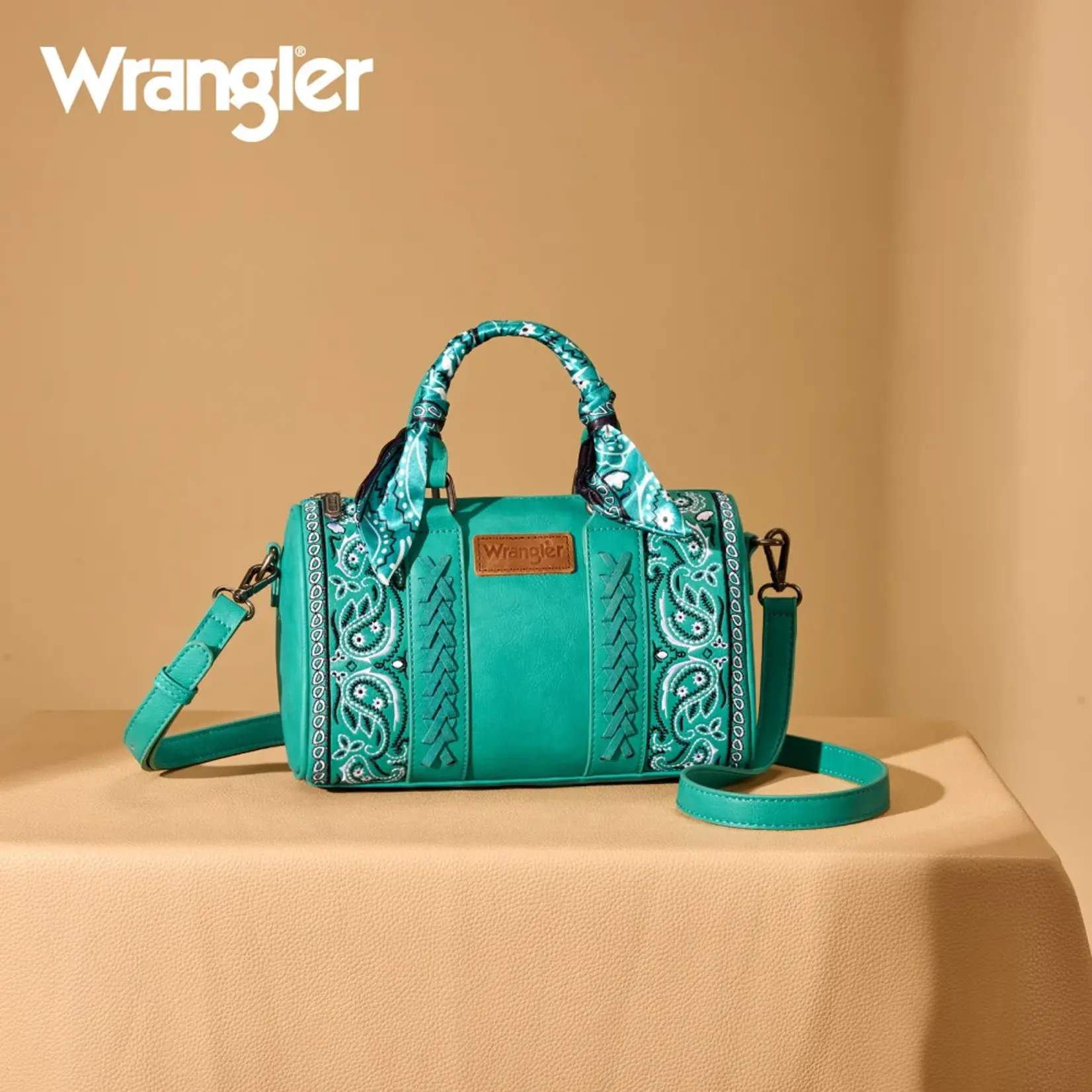 Wrangler WG331-9012TQ - Turquoise - Wrangler Braided Paisley Bandana Boston Bag