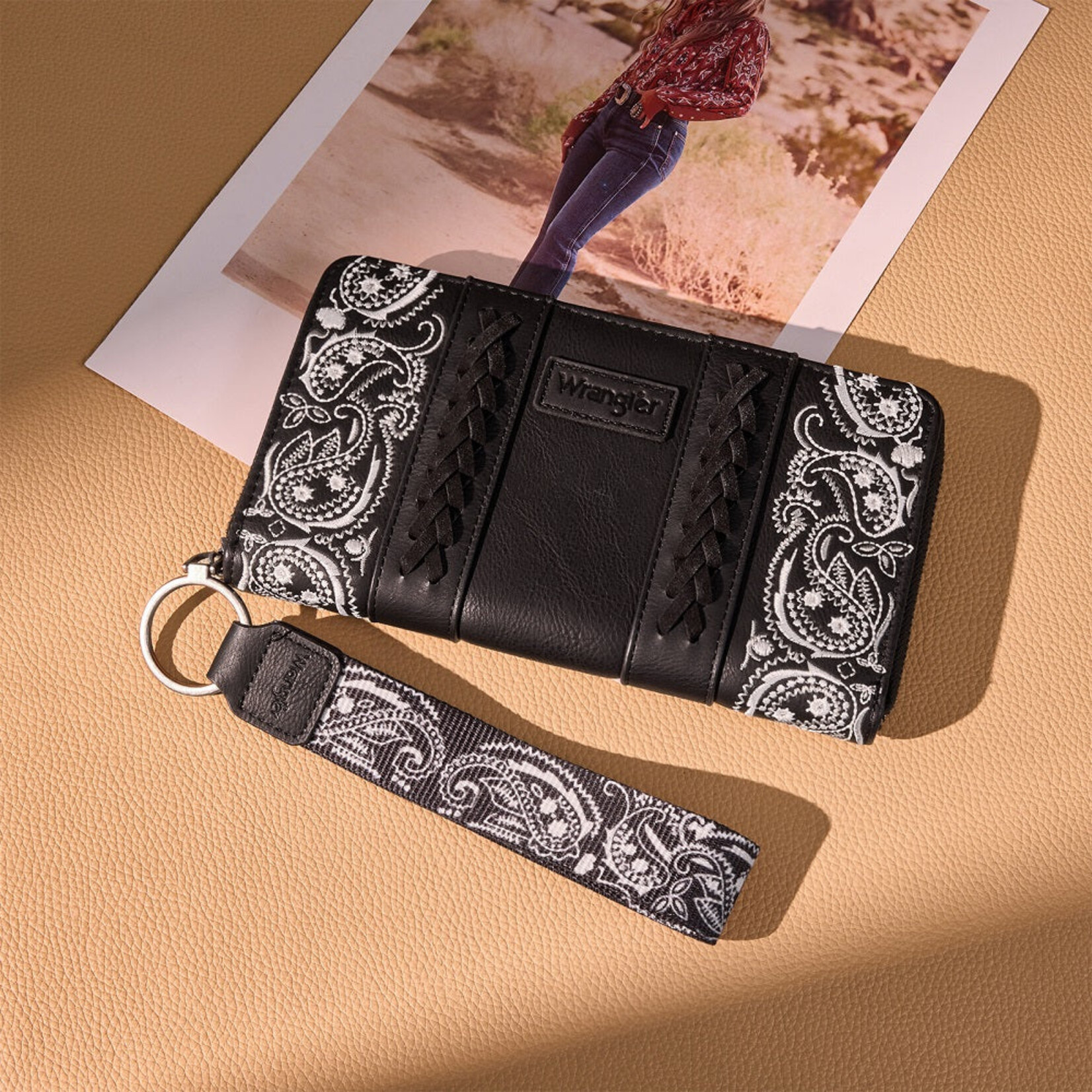 Wrangler WG331-W115BK - Black - Wrangler Braided Paisley Bandana Wallet