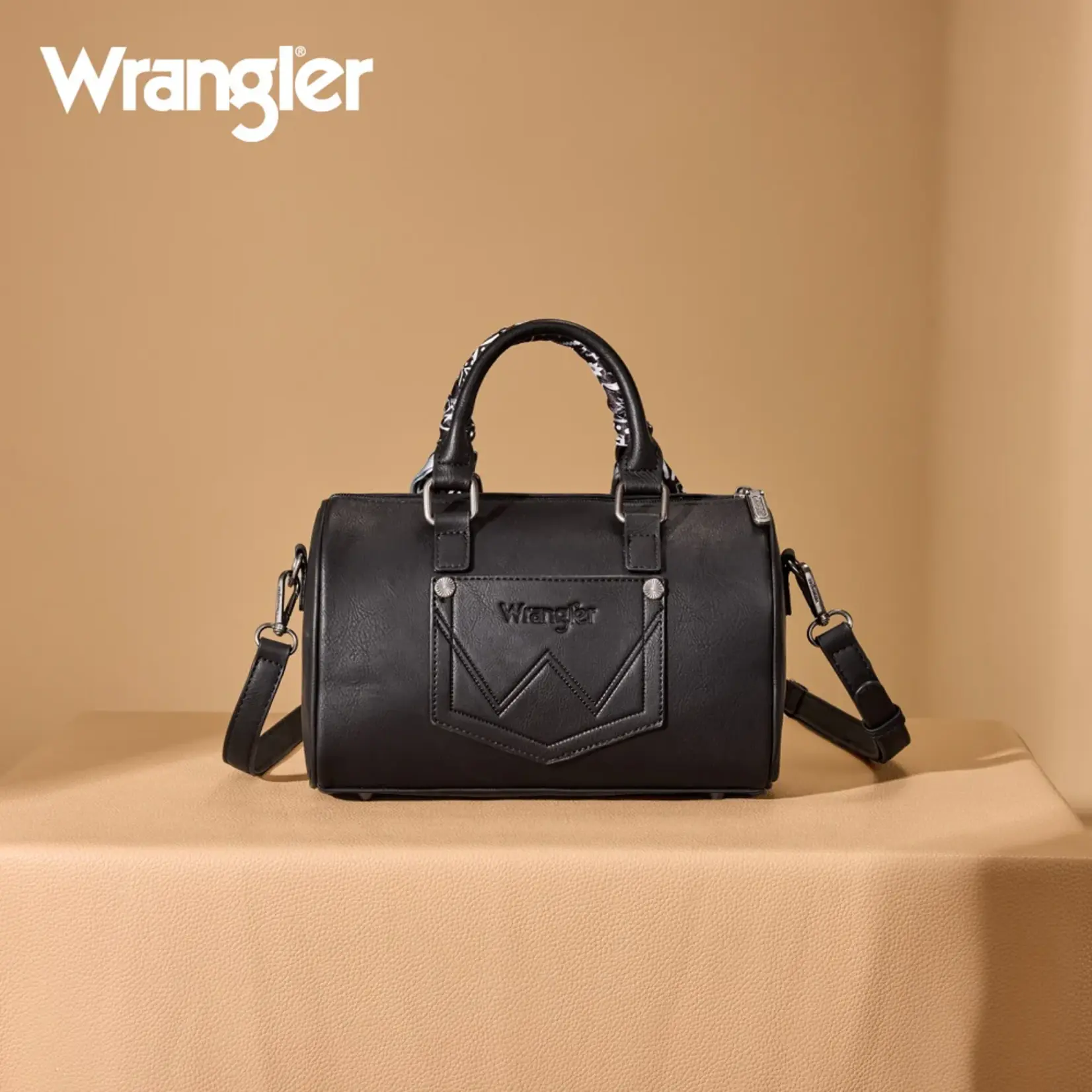 Wrangler WG331-9012BK - Black - Wrangler Braided Paisley Bandana Boston Bag